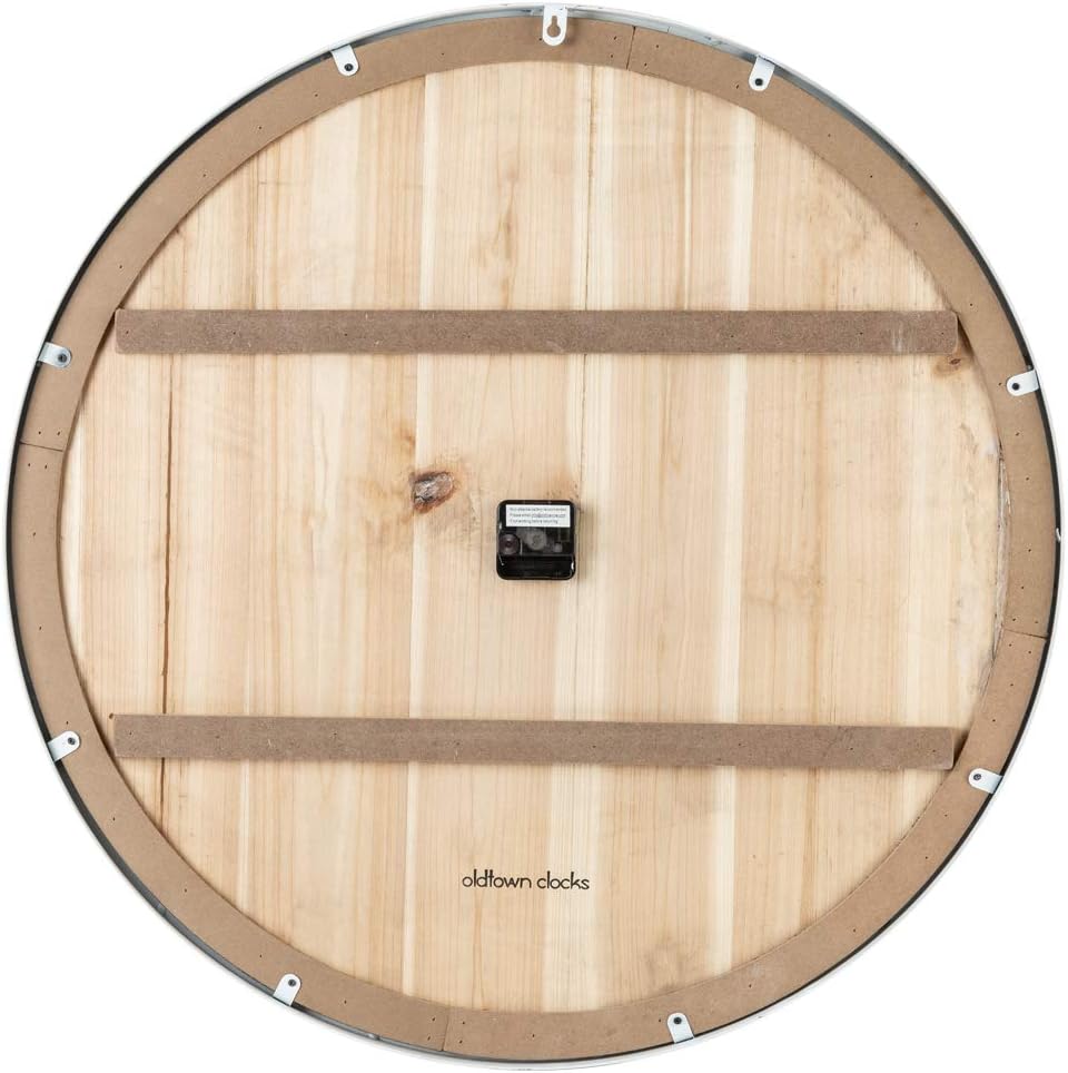 36" Coastal Wall Clock - Metal & Solid Wood Noiseless Weathered Beach Blue Wall Clock