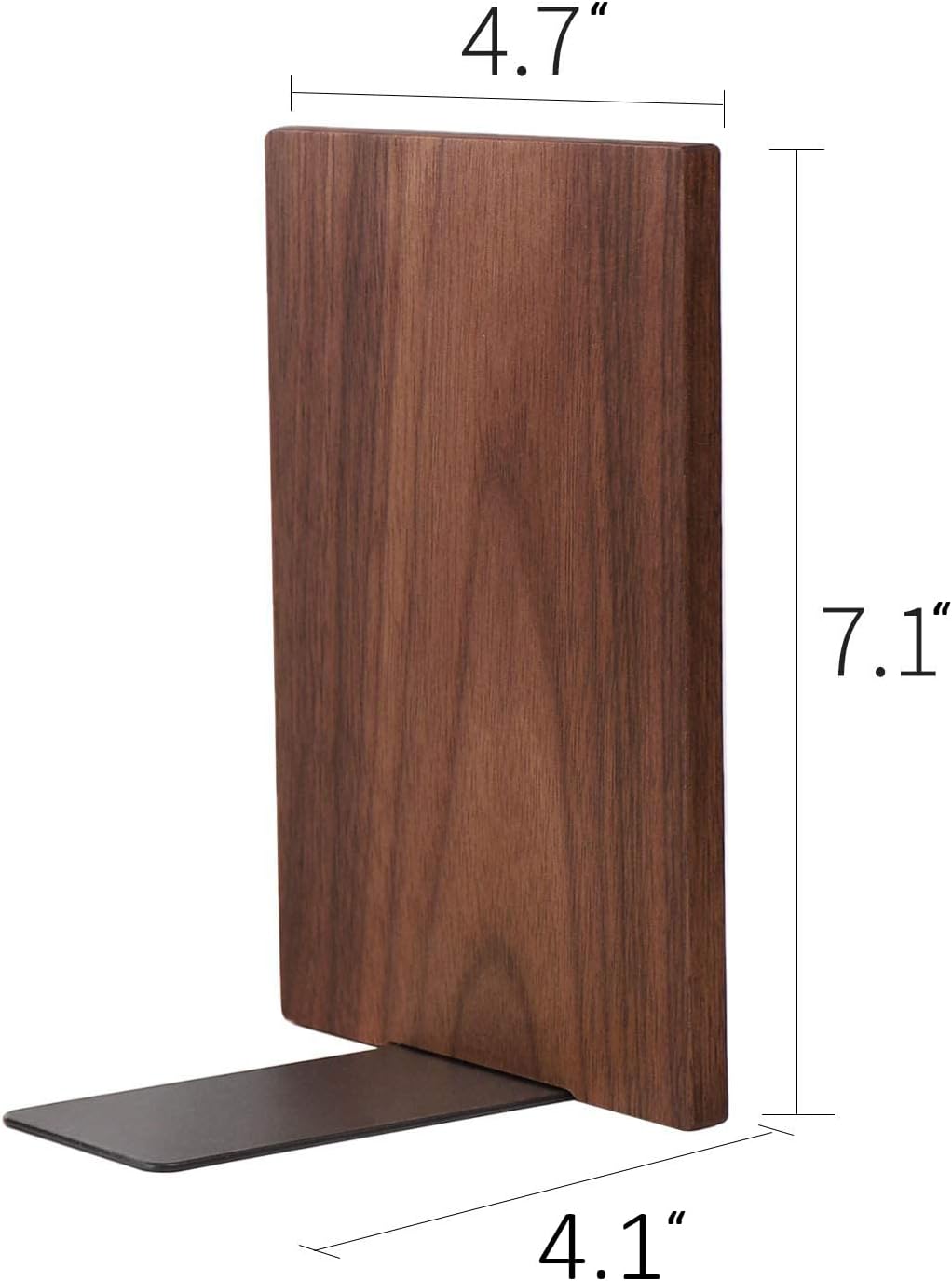 Muso Wood Handmade Walnut Book Ends, Non-Skid Bookends for Shelves, Large Sturdy Book Ends for Heavy Books, Decorative Book Shelf (1 Pair)