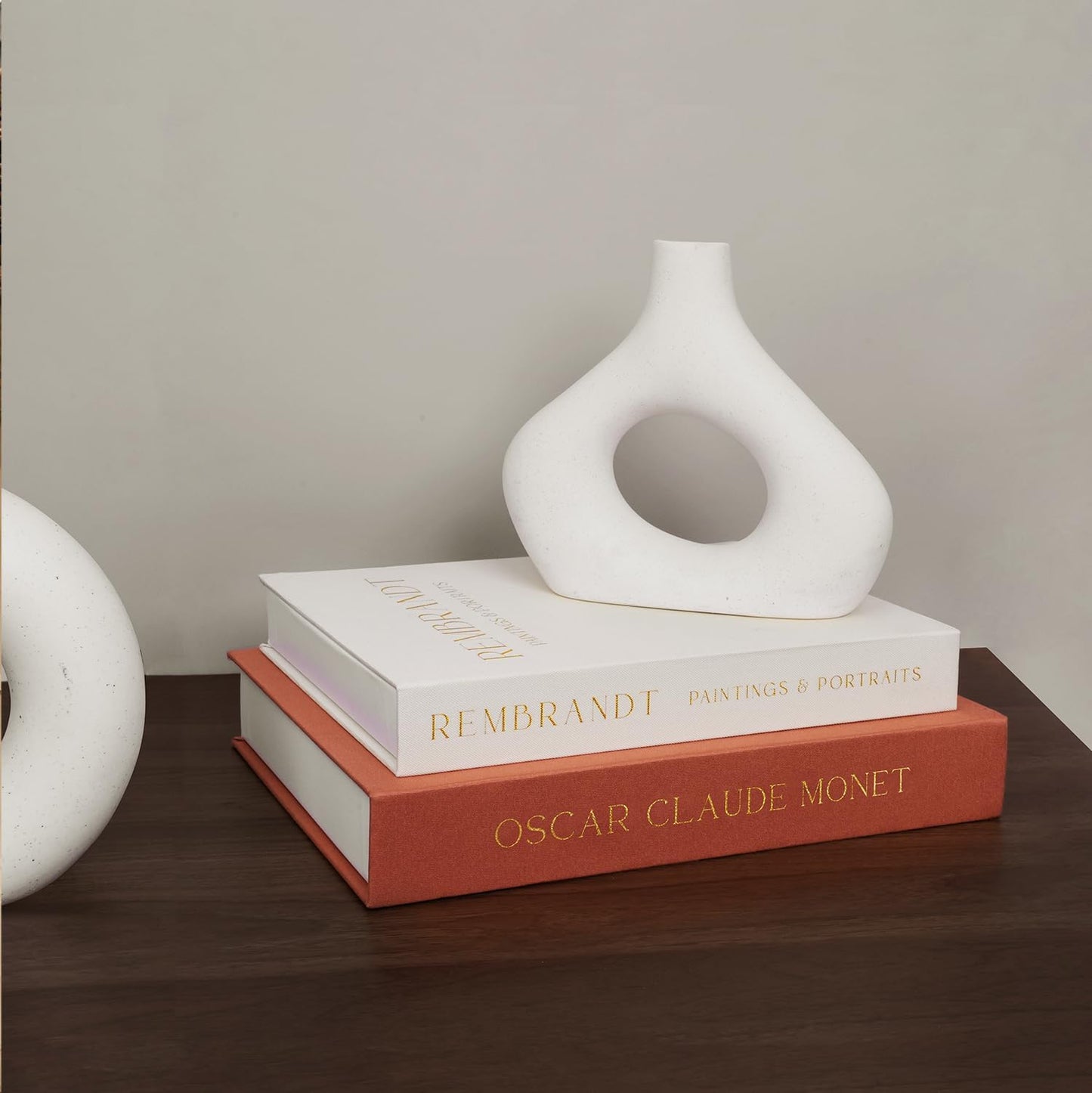 Linen Decorative Books for Home Decor,Set of 2 Aesthetic Faux Decor Book for Decoration,Fake Books for Bookshelf,Keepsake Storage Box (Orange & Beige)