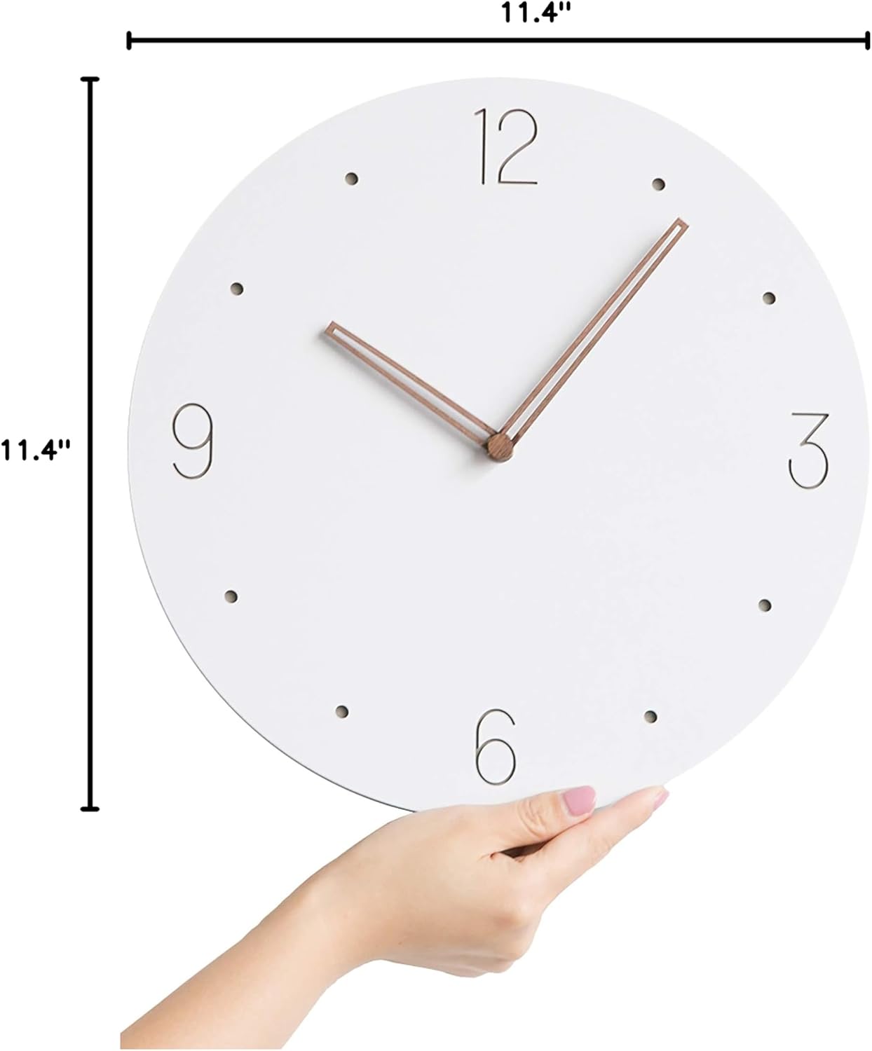 Stephanie Imports Modern Minimalist Wood on White Silent Wall Clock