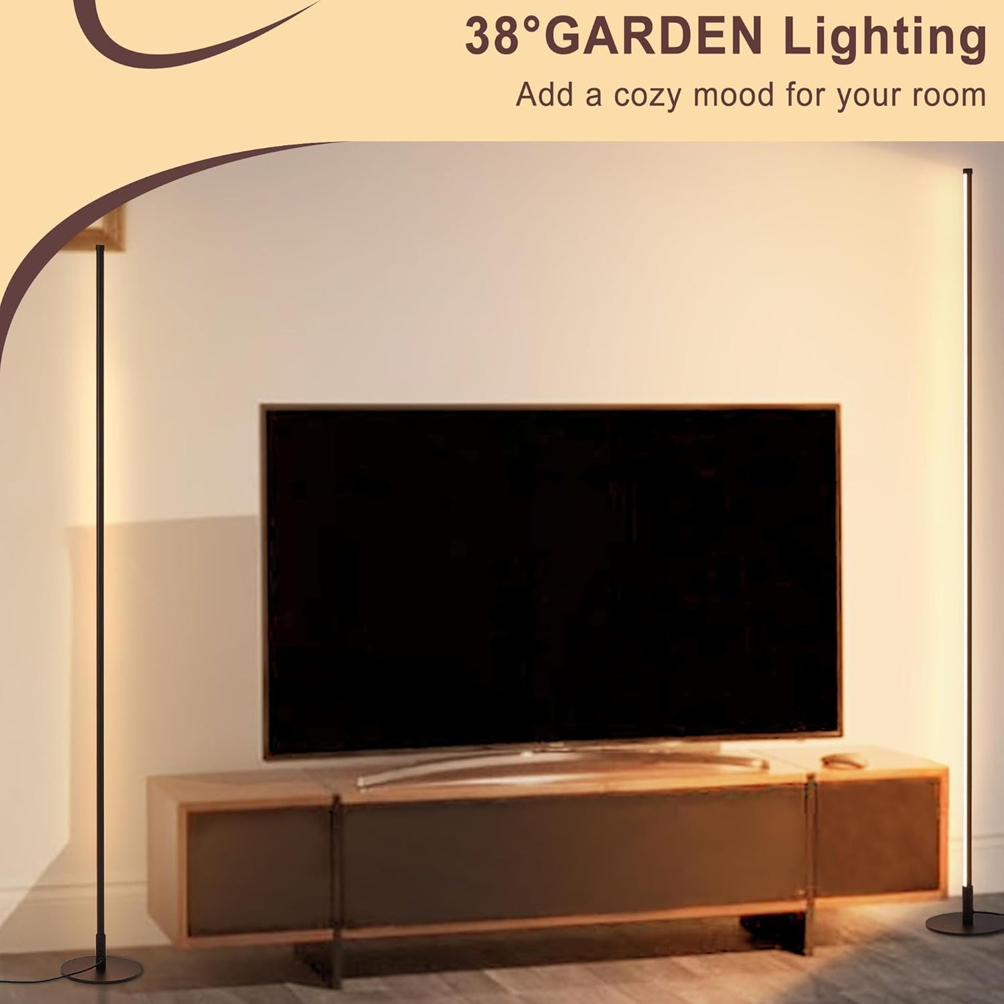 Corner Floor Lamp, 2 Pack Modern Floor Lamp with Remote and Stepless Dimmable Colors Temperature & Brightness, Standing Lamps for Living Room Bedroom Office