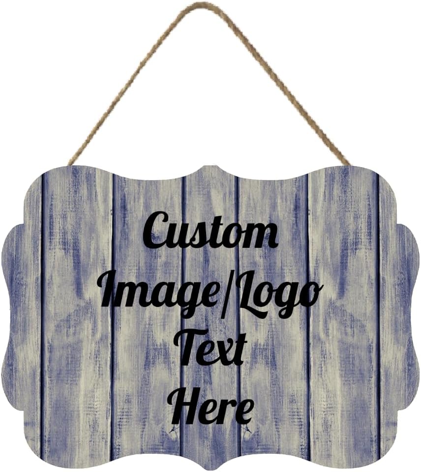 Personalized Wooden Welcome Sign Front Door Decor Home Sign Customized Image/Text Hanging Farmhouse Decorations for Home Office 11.2 * 8 Inch