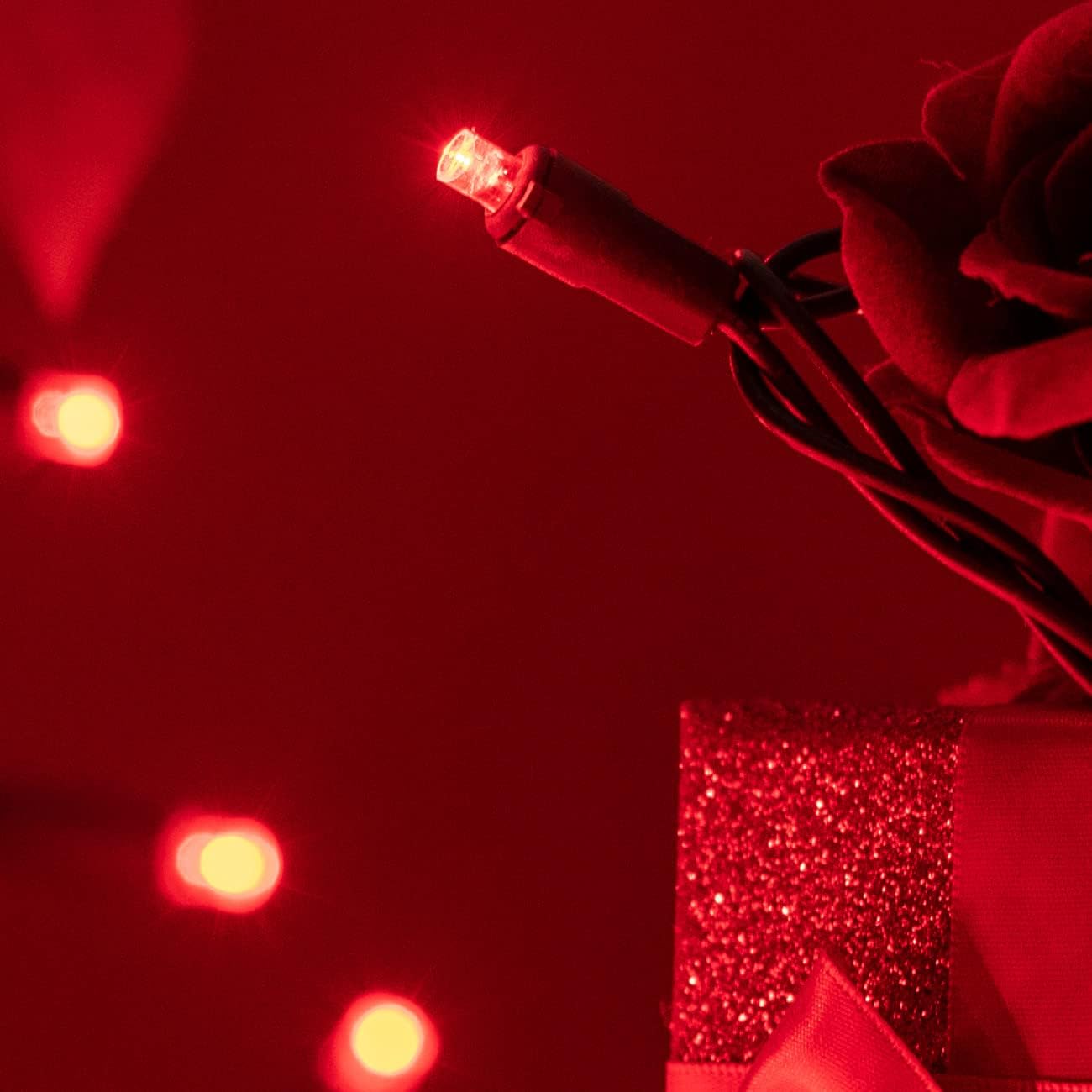 200 Count Red Wide Angle LED Christmas Lights, 66 ft Green Wire UL Certified Commercial Grade 5mm Holiday String Light Set (Red)