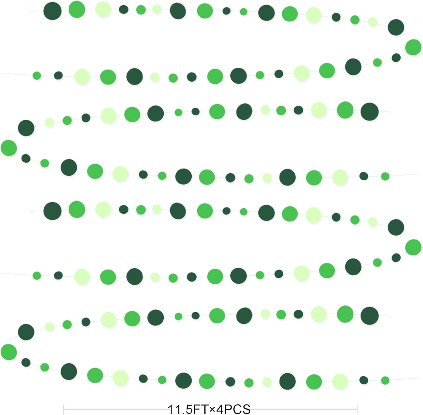Green Party Decorations Ombre Green Circle Dots Garland Hanging Paper Polka Dot Streamer for Birthday Baby Shower Wedding Bridal Shower Summer Spring Easter St Patrick’s Day Golf Tea Party Supplies