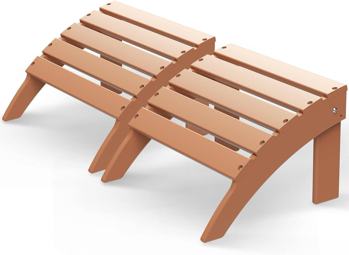 GREENVINES Adirondack-Ottoman | Set of 2 | HDPE Plastic | Outdoor Footrest | All Weather | Foot Rest | Foot Stool | Teak | for Adirondack Chair | for Patio Backyard Pool