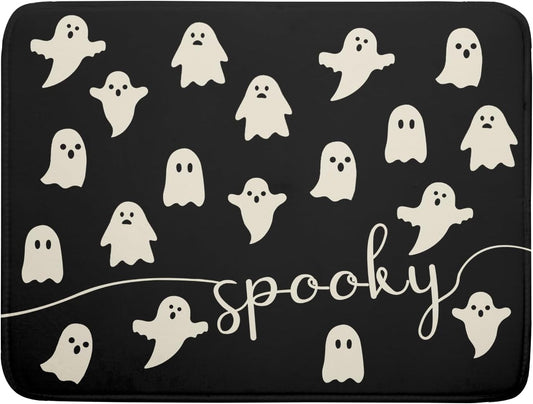 Halloween Dish Drying Mat for Kitchen Counter Spooky Ghost Holiday Super Absorbent Reversible Microfiber Kitchen Countertop Protector Dishes Pad Large 18x24 inch