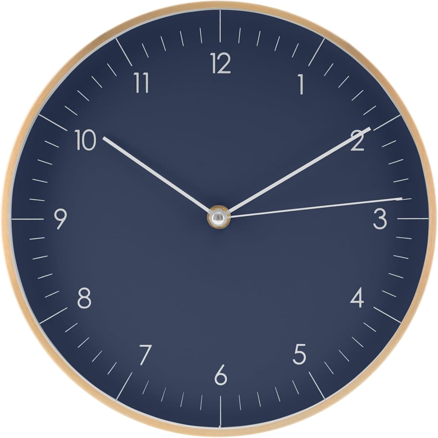 LUUK LIFESTYLE Modern Quartz Wall Clock with Silent Movement, Scandinavian Design, Kitchen and Living Room Clock, Gift idea, Trendy Home Decor, 10 inch, in Dark Blue and Gold
