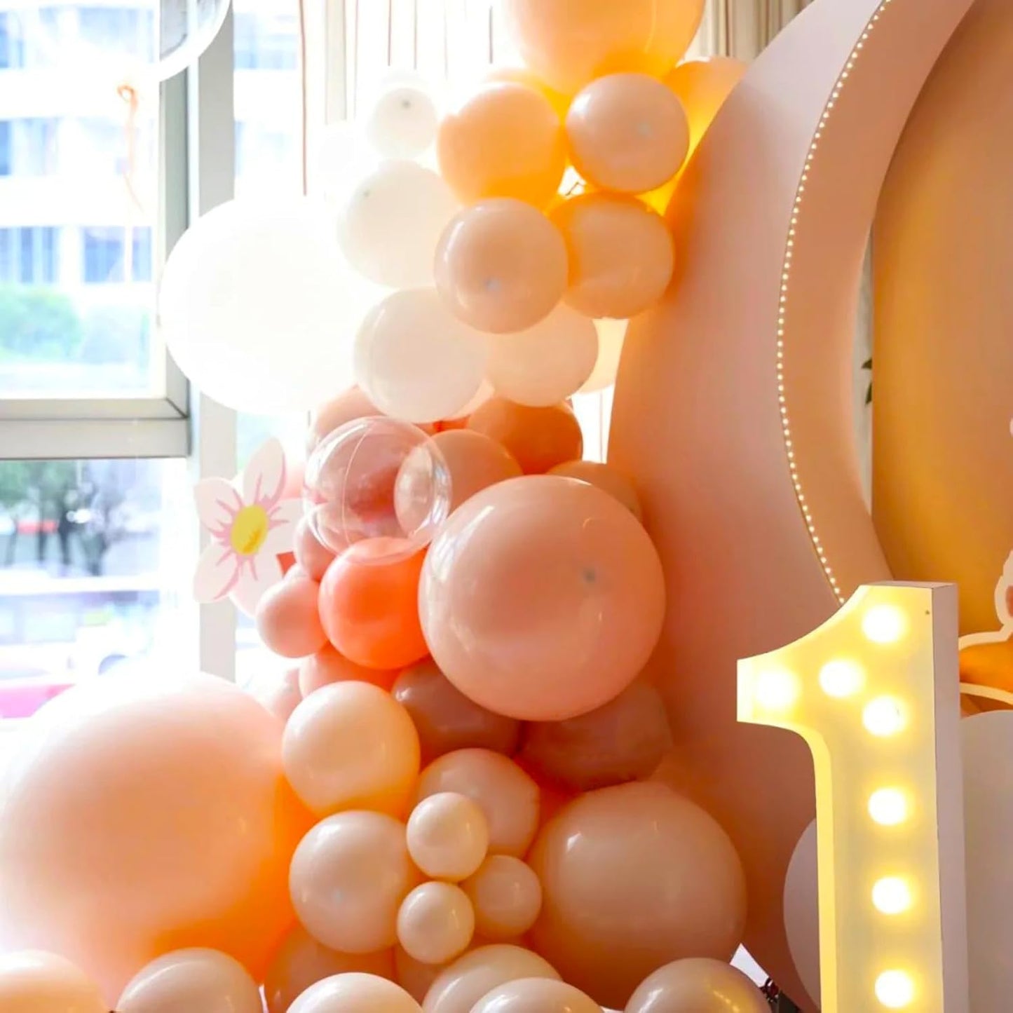 130pcs Peach Balloons Different Sizes 18" 12" 10" 5" Pastel Orange Latex Balloon Garland Arch Kit for Birthday Baby Shower Graduation Wedding Gender Reveal Anniversary Party Decorations