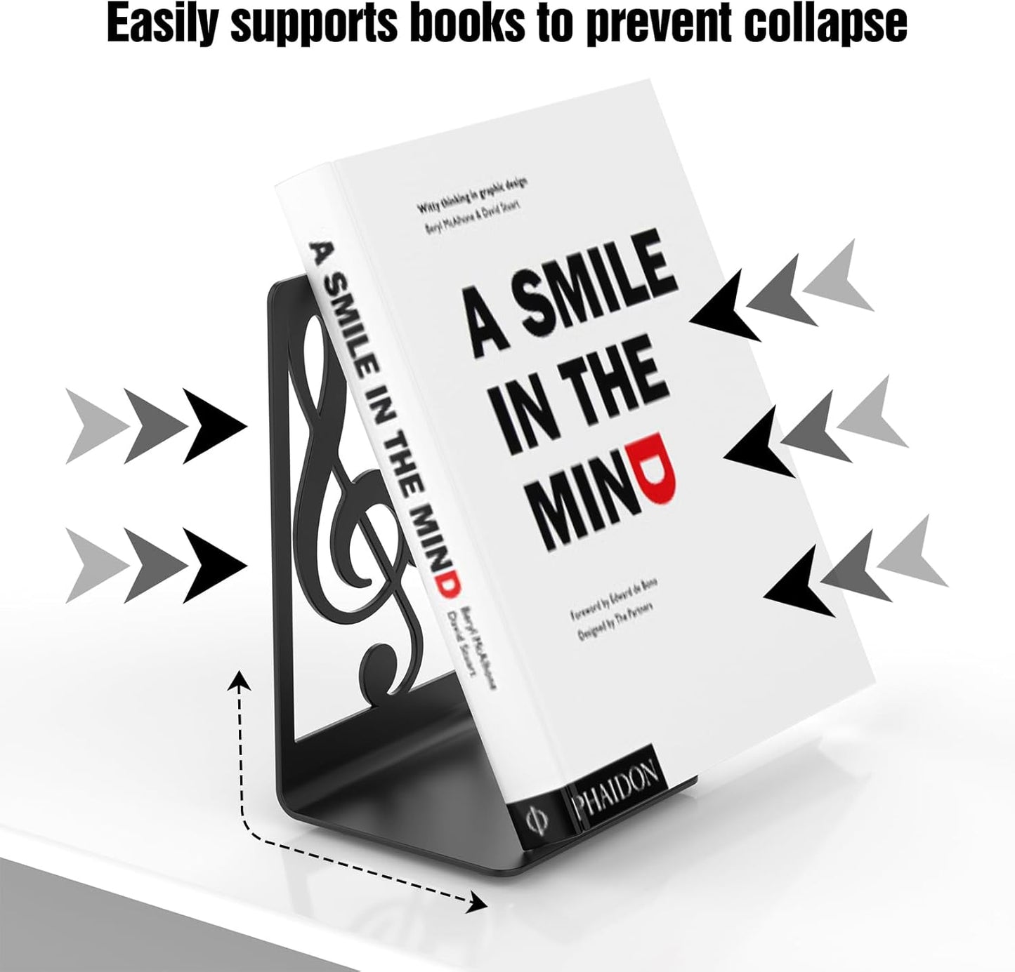 Book Ends for Shelves and Heavy Books - Metal Bookends Black 3 Pair, Shelf Holder Home Decorative, Stoppers for Kitchen Cooking Lover Gifts