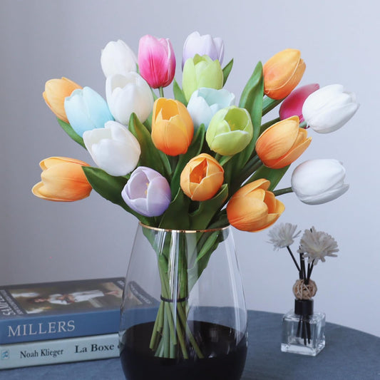 Buart Spring-Colors Tulip Flowers Artificial Luxury Big Tulip Valentine's Day Mother's Day Easter Home Kitchen Wedding Decorations(11pcs)