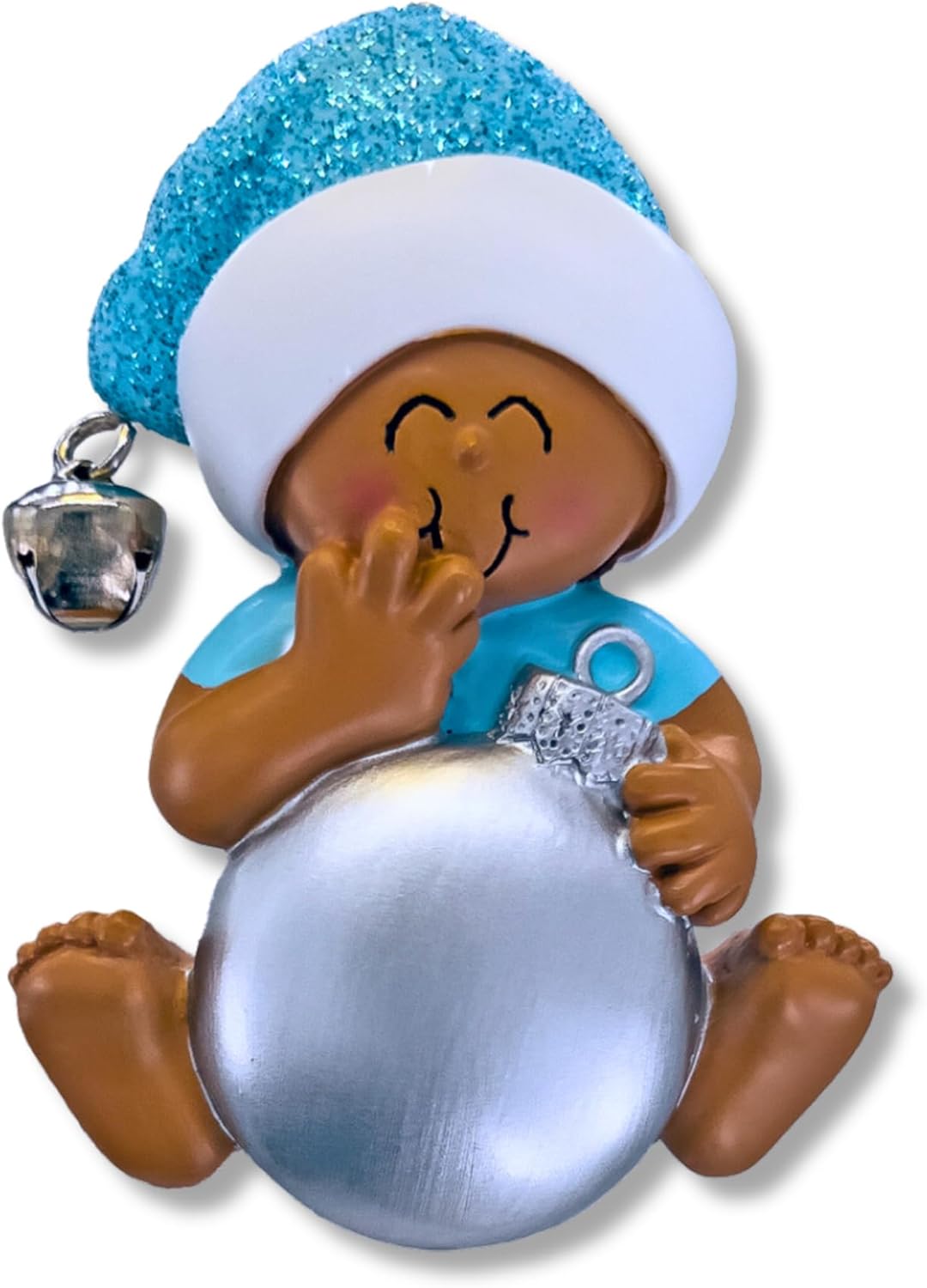 Ornaments by Elves - Personalized Baby Blue Christmas Ball Ornaments 2024 - Customized Baby Boy Blue Balls Christmas Decorations African-American Ornaments Christmas Tree in Giftable Packaging