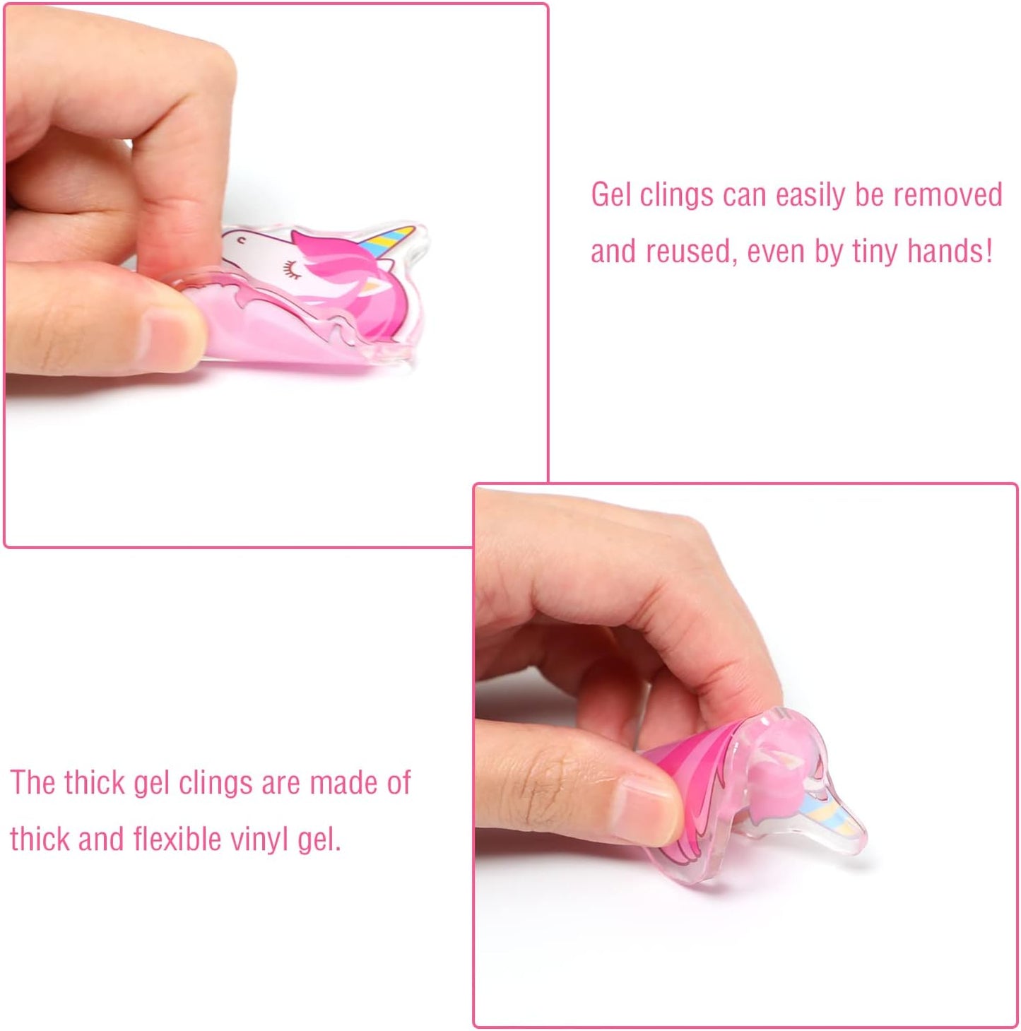 20 PCS Unicorn Thick Gel Clings Unicorn Rainbow Window Gel Clings Decals Stickers for Kids Toddlers and Adults Home Airplane Classroom Nursery Party Supplies Decorations Removable and Reusable