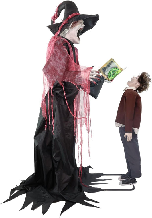 Haunted Hill Farm 7-Ft Animatronic Soul Harvester by Tekky, Halloween Animatronic, Spooky Prop & Party Decoration, Indoor & Covered Outdoor Creepy Witch Decor Motion-Activated Lights & Sound, LifeSize