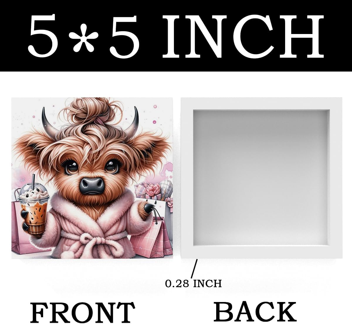 Highland Cow Winter Decor, Highland Cow Gifts for women, Highland Cow Baby Decor, Highland Cow Nursery Decor, Wooden Box Decor Sign for Home Farmhouse Office Living Room Table Shelf Tiered