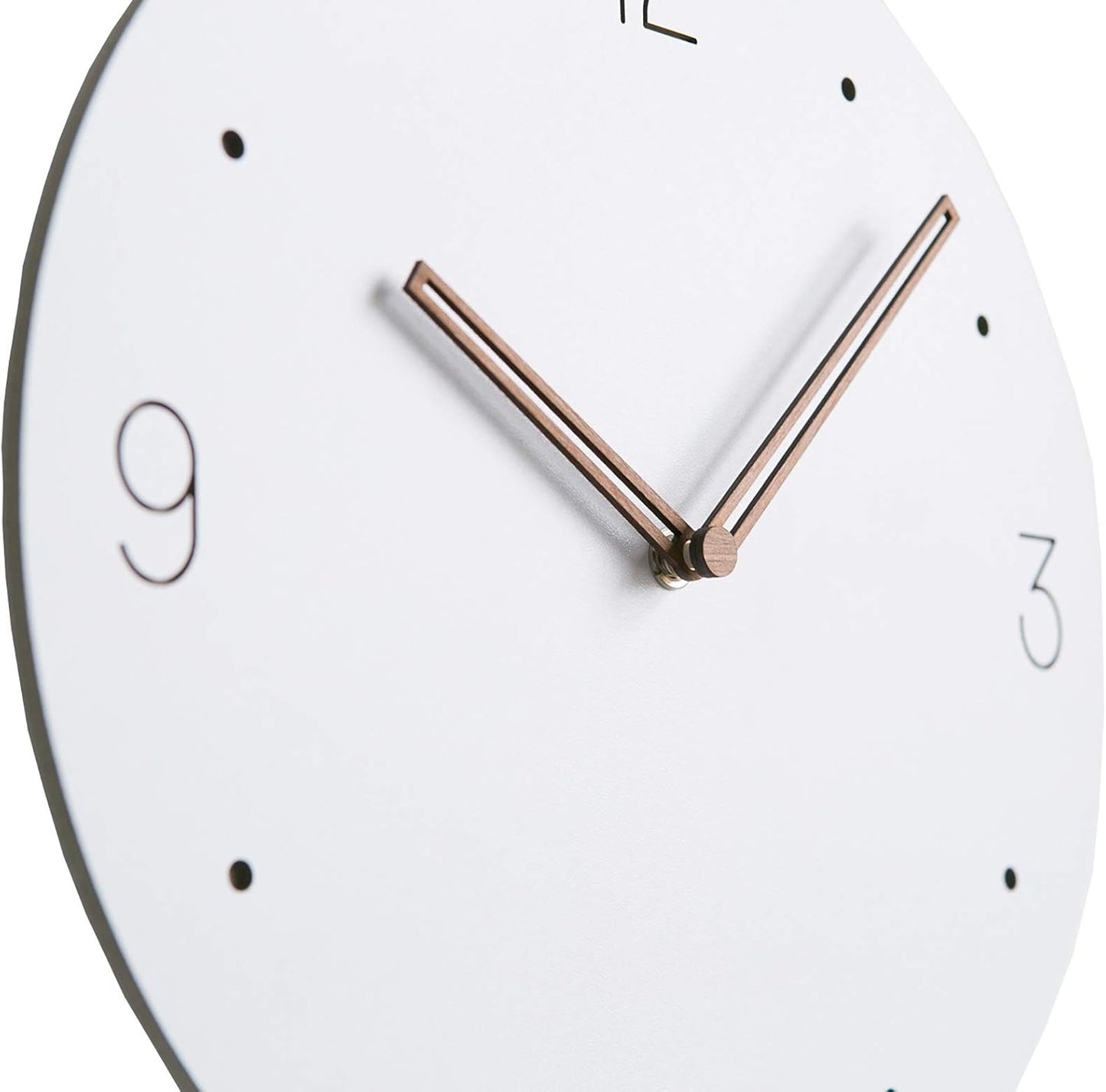 Stephanie Imports Modern Minimalist Wood on White Silent Wall Clock