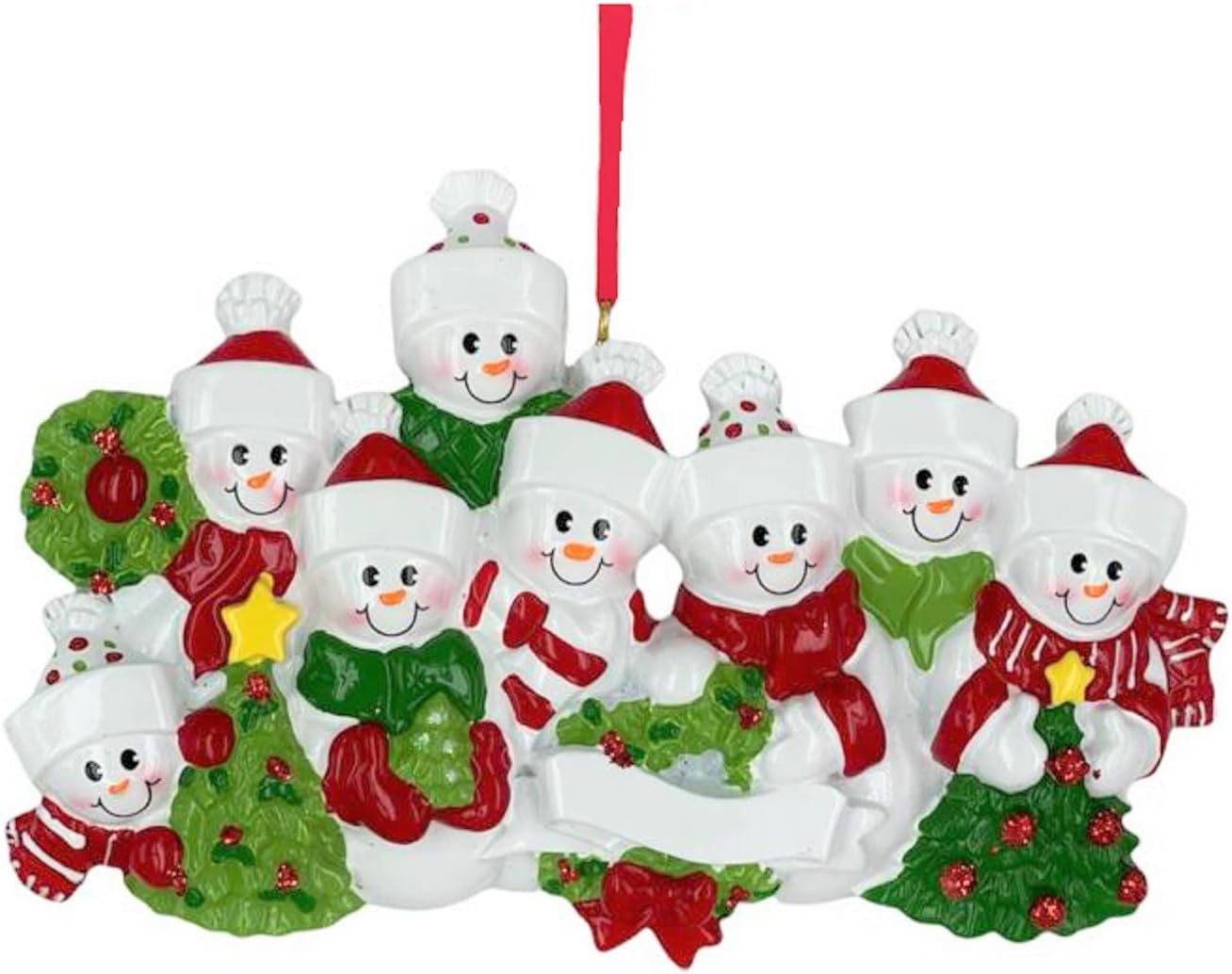 3D Snowman Family of 8 Ornament 2025 Personalized Family Christmas Ornaments 2025 | Snow People Personalized Tree Ornaments for Grandchildren, Siblings & Grandkids of Eight Ornament Snowmen Small Tree