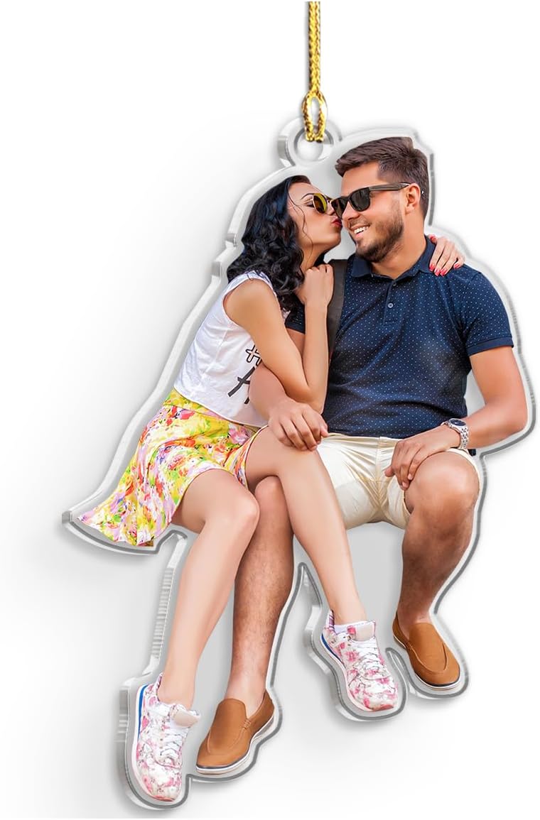 Personalized Custom Photo Ornament for Couple, Christmas Acrylic Ornament Gifts for Men Women, Newlywed Couple, Boyfriend Girlfriend, Christmas Hanging Decor