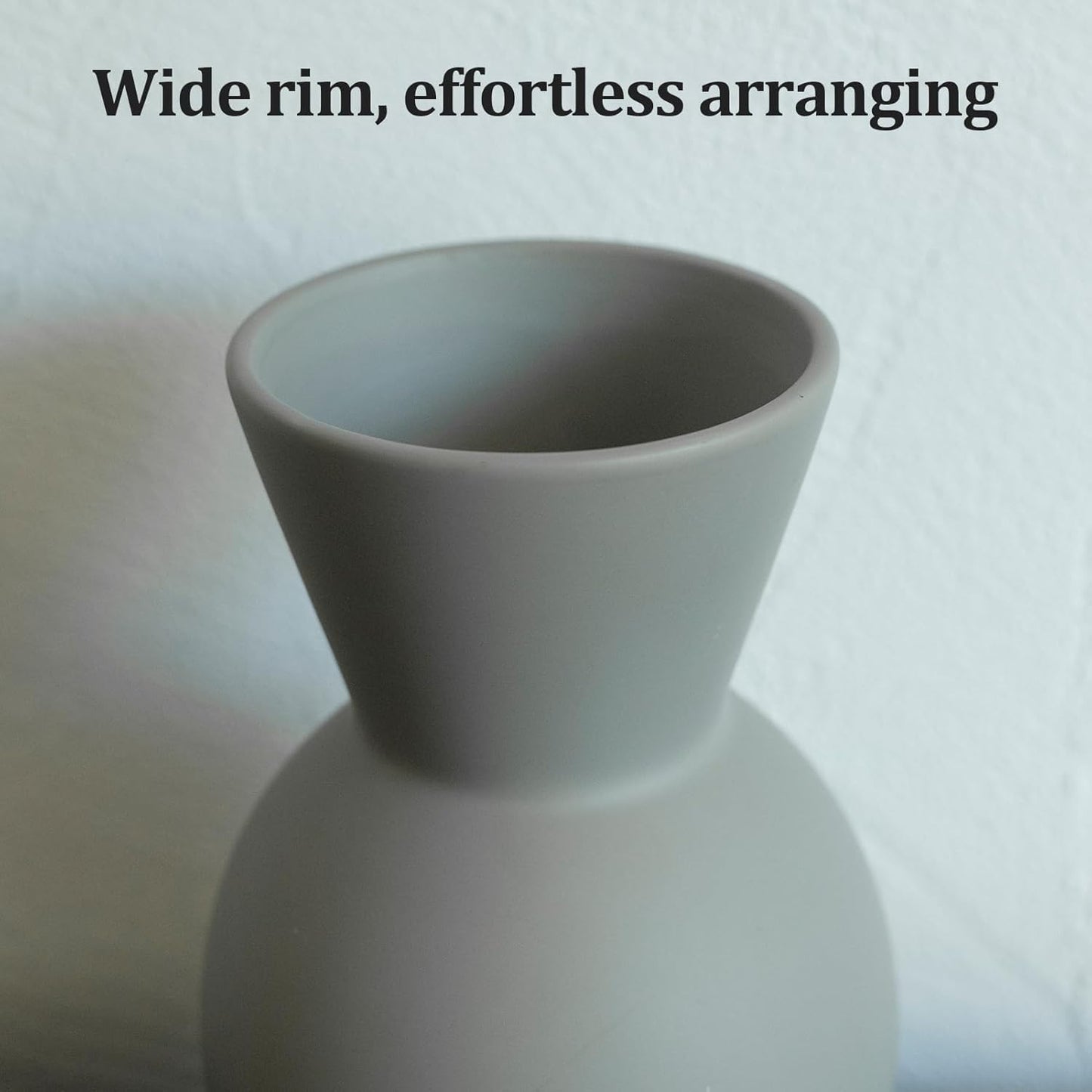 Fake Flowers in Vase for Centerpieces, Faux Flowers in Modern Ceramic Vase Set of 3 with 8 Artificial Autumn Chrysanthemums Home Decor