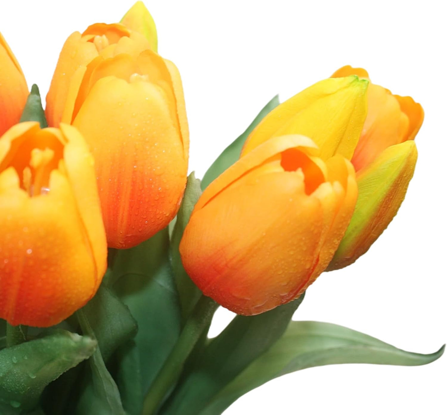 15pcs Artificial Tulips Flowers, Fake Tulips Real Touch, Faux Latex Bouquets, for Party Wedding Home Room Decoration (Orange)