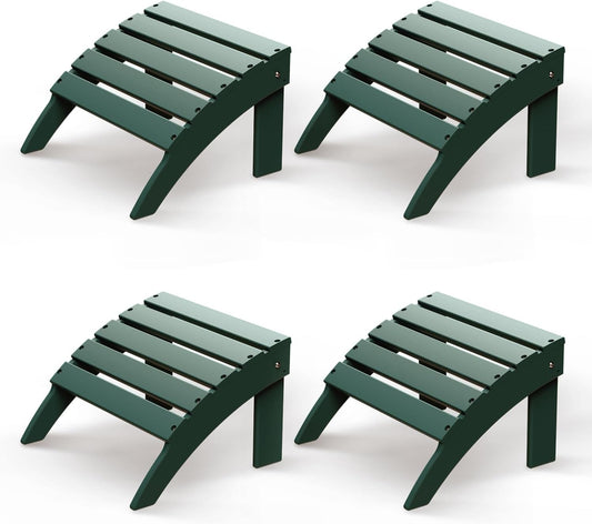 GREENVINES Adirondack-Ottoman | Set of 4 | HDPE Plastic | Outdoor Footrest | All Weather | Foot Rest | Foot Stool | Forest | for Adirondack Chair | for Patio Backyard Pool