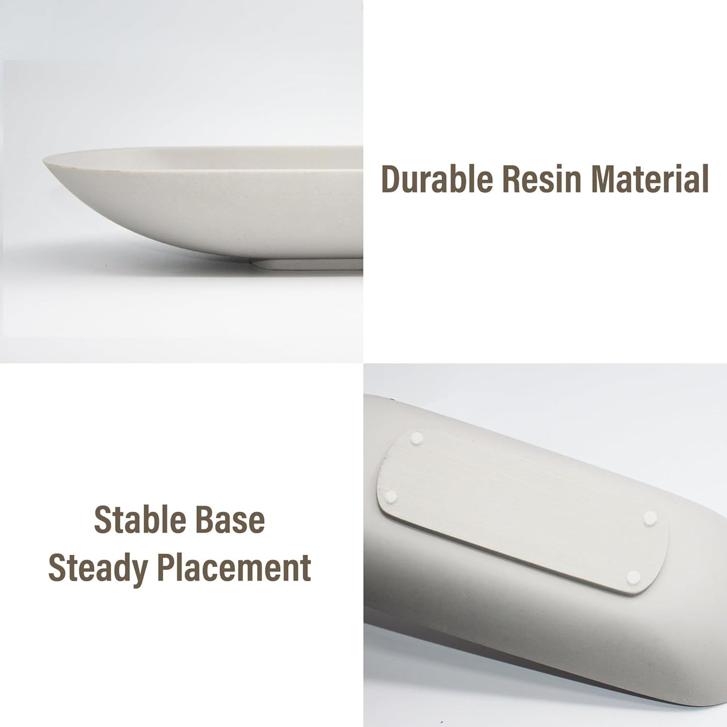 Large Decorative Bowl for Home Decor - Long Dough Bowls with Anti Slip Base for Table Centerpieces - Grey Minimalist Design Dough Decor Bowl for Coffee Table, Dining Table Centerpiece