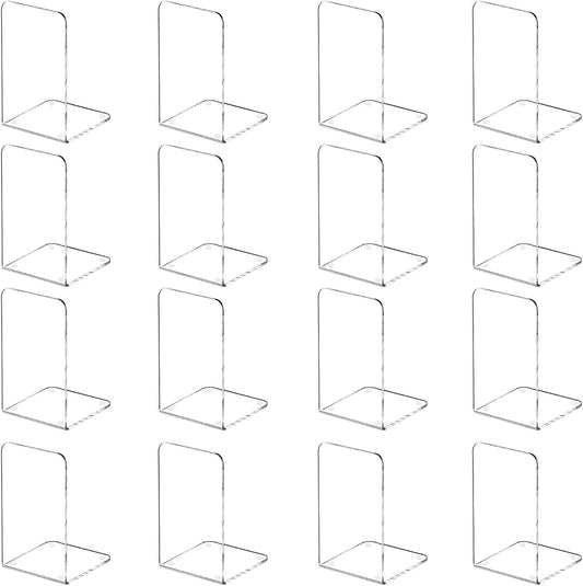 Lulonpon 16 Pieces Book Ends, Bookend, Books Ends for Shelves, Books Ends for Heavy Books, Clear Bookends, Acrylic Bookends for School, Library,Desktop Organizer and Book Shelves