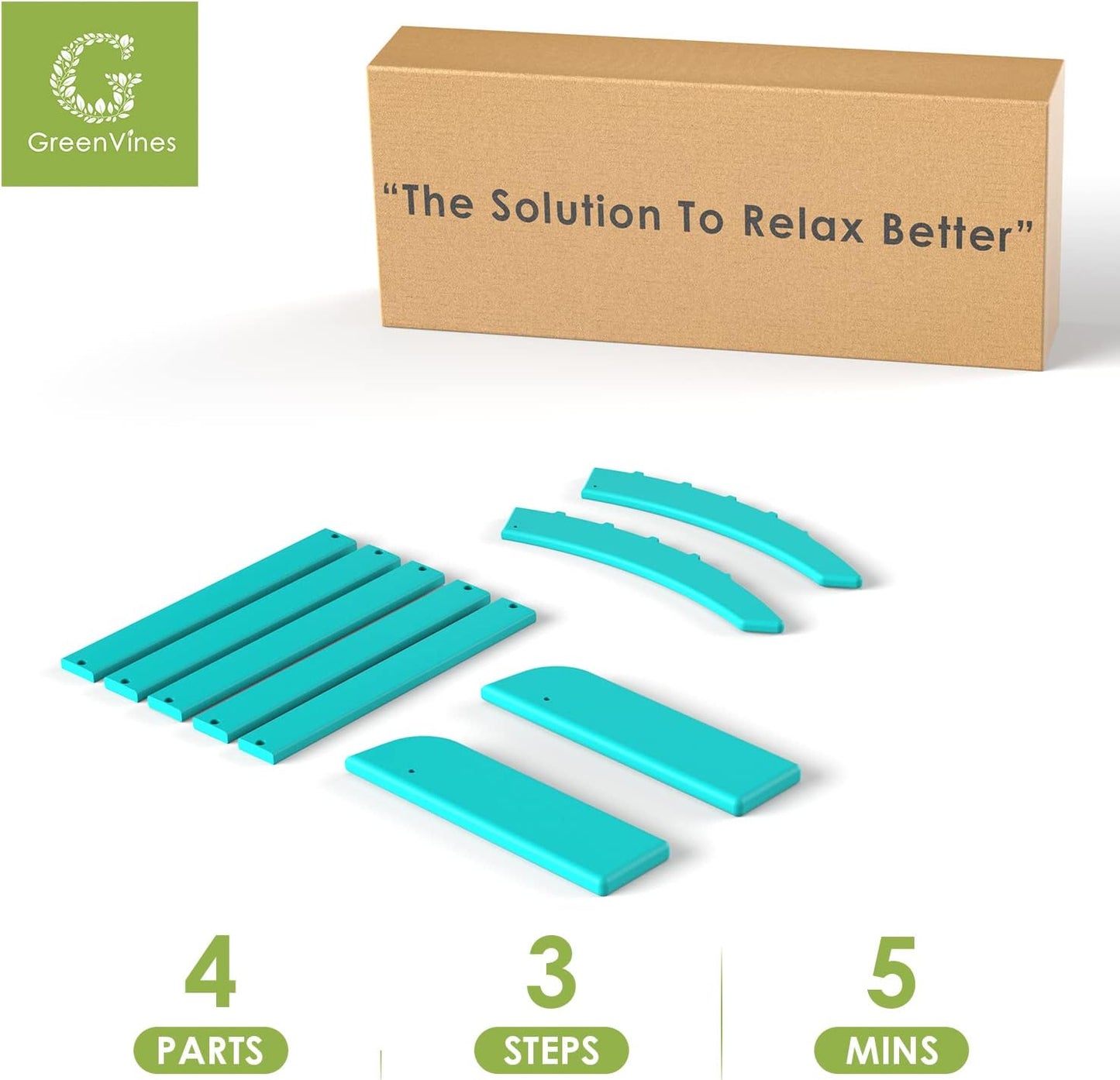 GREENVINES Adirondack-Ottoman | Set of 4 | HDPE Plastic | Outdoor Footrest | All Weather | Foot Rest | Foot Stool | Aqua | for Adirondack Chair | for Patio Backyard Pool