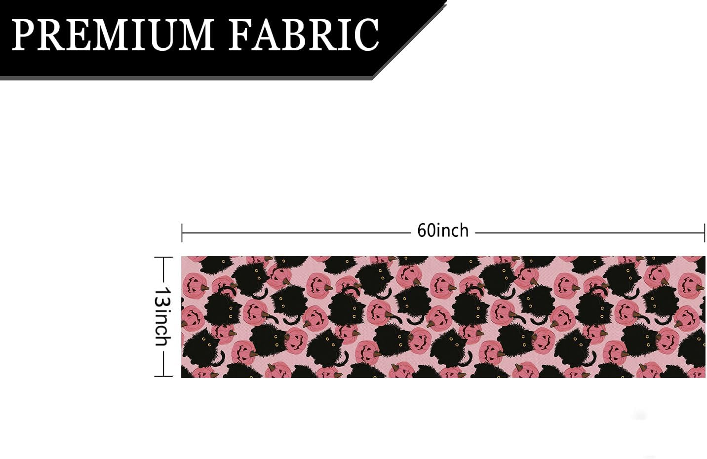 Halloween Table Runner Black Cat Pink Pumpkins Seasonal Kitchen Dining Table Home Outdoor Party Decorations 13x60 Inch