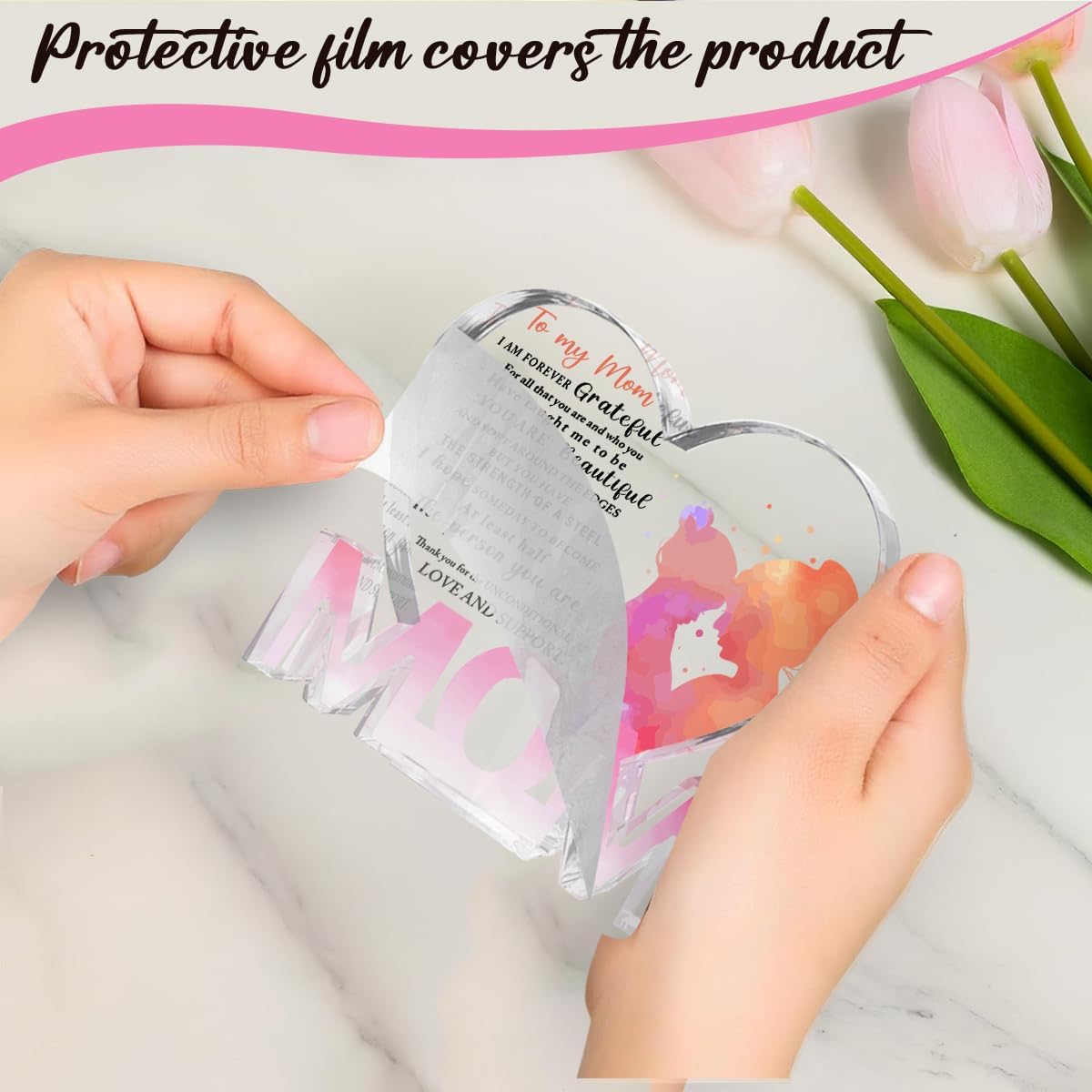 Mothers Day Gifts Best Mom Gifts -Gifts for Mom from Daughter Son - Best Mom Ever Gifts Unique Mother Birthday Acrylic Heart-Shaped Plaque Desk Decorations Present for Mom Christmas Anniversary