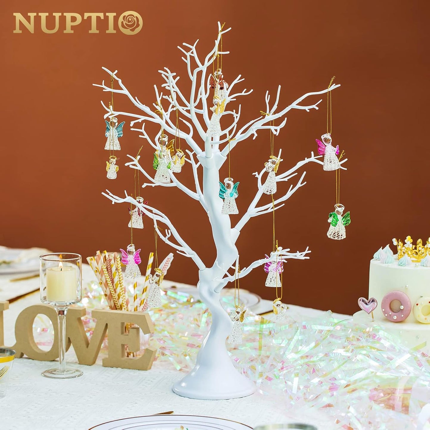 Nuptio White Christmas Tree Branch Artificial 22.8 inch Tall Manzanita Tree Centerpiece Wedding Centerpieces for Tables, Decorative Ornament Display Tree Branches for Decoration Weddings (1 Pc)