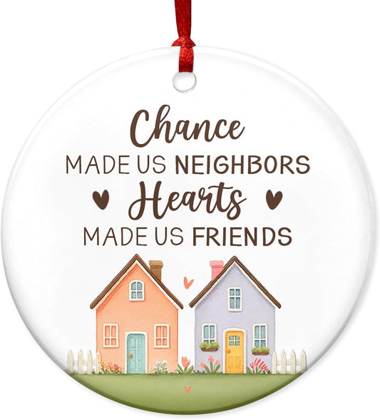 OASSIE Neighbors Friend Gifts for Women, Christmas Ornaments 2025 - The Neighborhood, Friendship Gifts for Women, Hello Neighbor Friends - Christmas Tree Decoration Ceramic Ornaments
