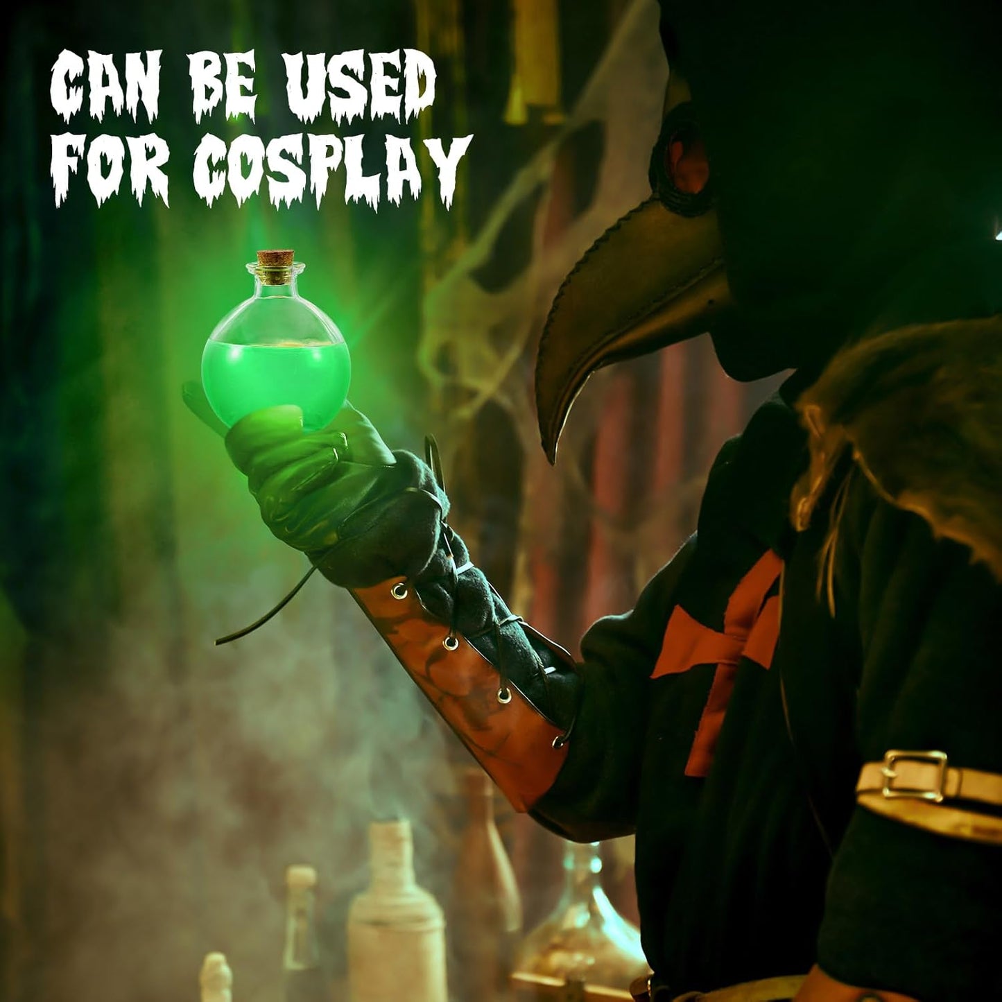 12 Pcs Halloween Glass Potion Bottle with Corks 6 Size Assorted Mini Glass Bottle Clear Message Jars with 2 Funnels for Halloween Decoration Party Favor Costume Prop DIY Crafts Witchcraft Supplies