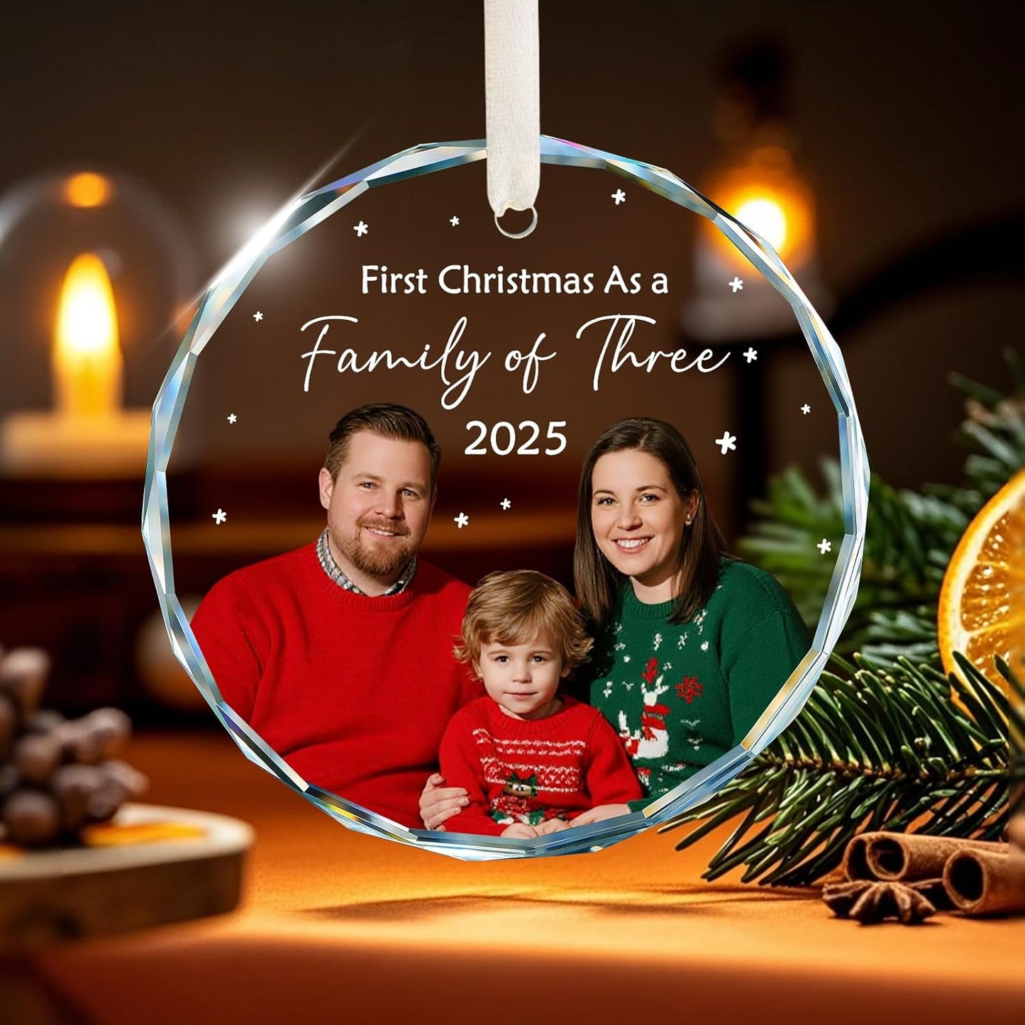 Family Christmas Ornaments 2025 Personalized, Custom Name, Photo Ornaments for Christmas Tree Decorations, Customized