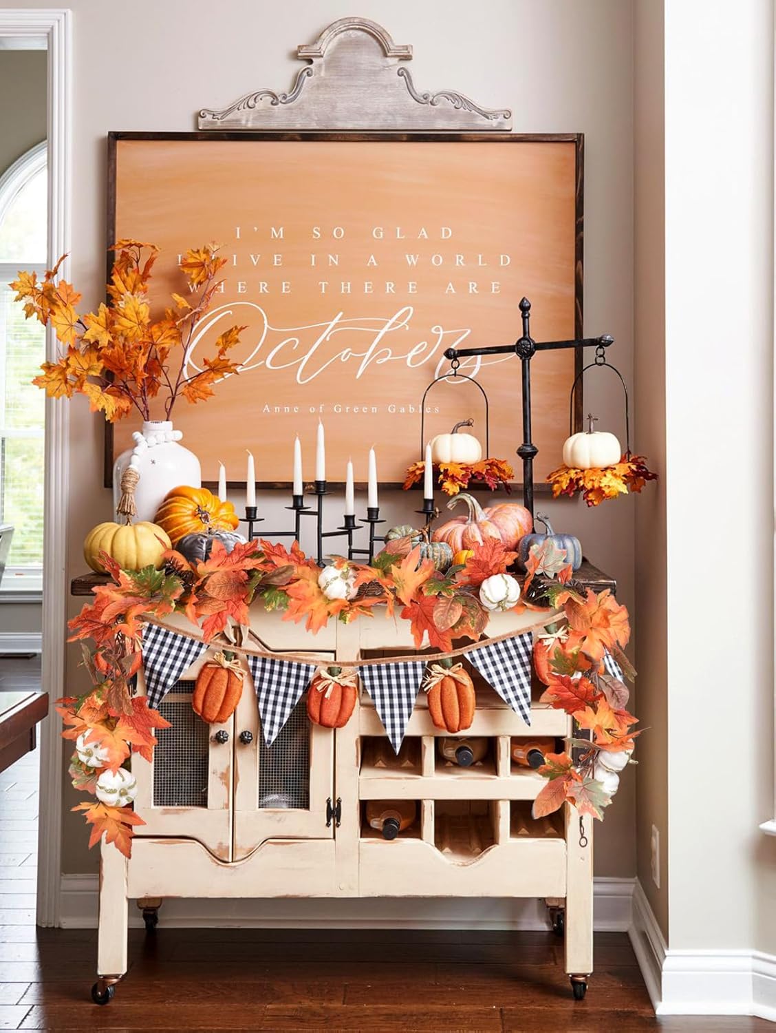 Lvydec Fall Maple Garland - 5.9ft/Piece Artificial Fall Foliage Garland Colorful Autumn Decor for Home Wedding Party