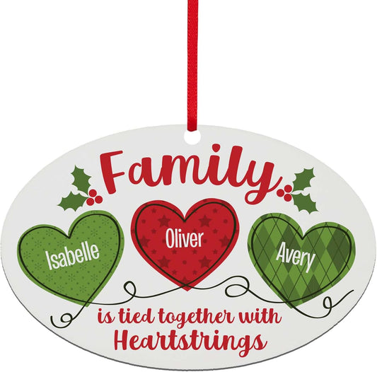 Let’s Make Memories Personalized Christmas Ornament - for Family - 2024 Christmas Ornament - Wood - Oval - 2–6 Names - Heartstrings