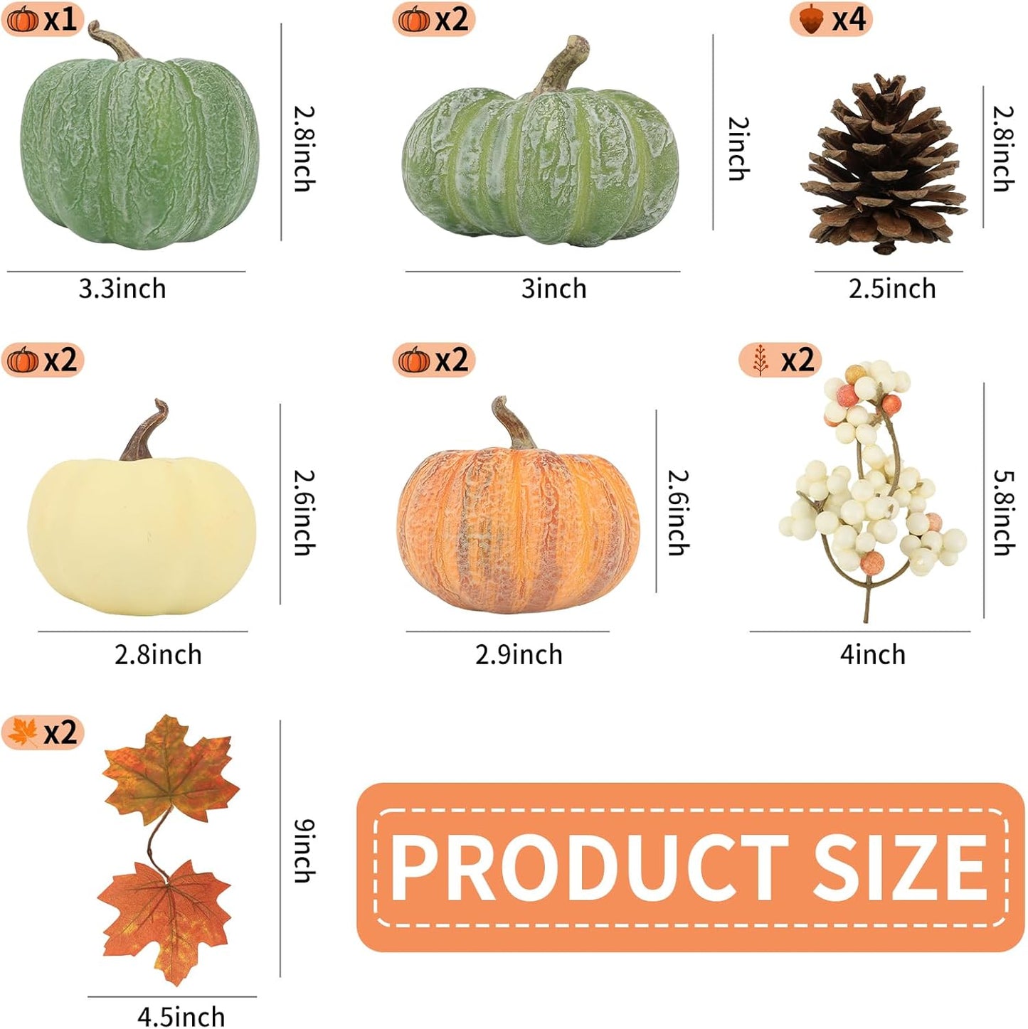 15 PCS Mini Pumpkin Decor - Plastic Pumpkins Fall Decor for Halloween Thanksgiving Artificial Pumpkins Fall Home Decor