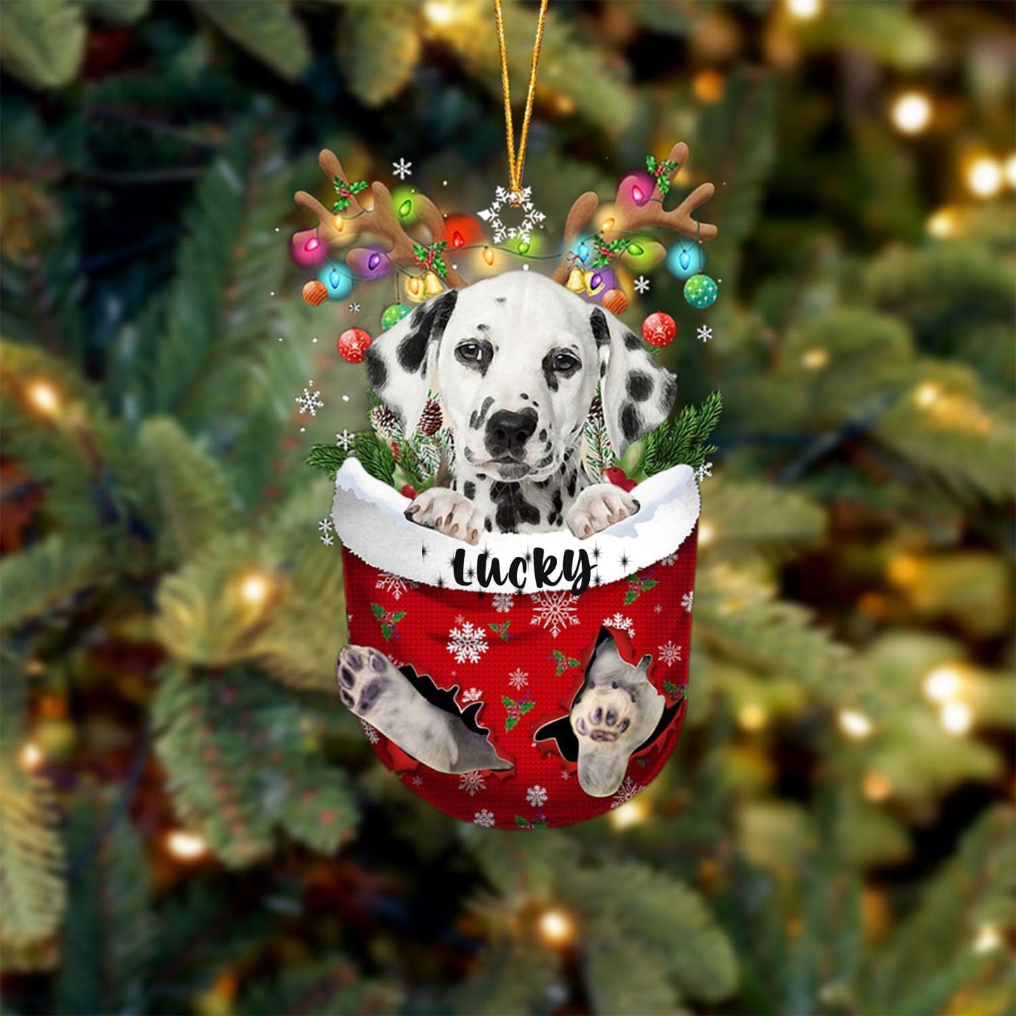 Dalmatian Dog Christmas Ornament, Dalmatian in Snow Pocket Christmas Tree Ornament, Dog Lovers Gift Idea Xmas Decor, Christmas Decorations for Tree, Christmas Ornament Gift for Dog Lovers