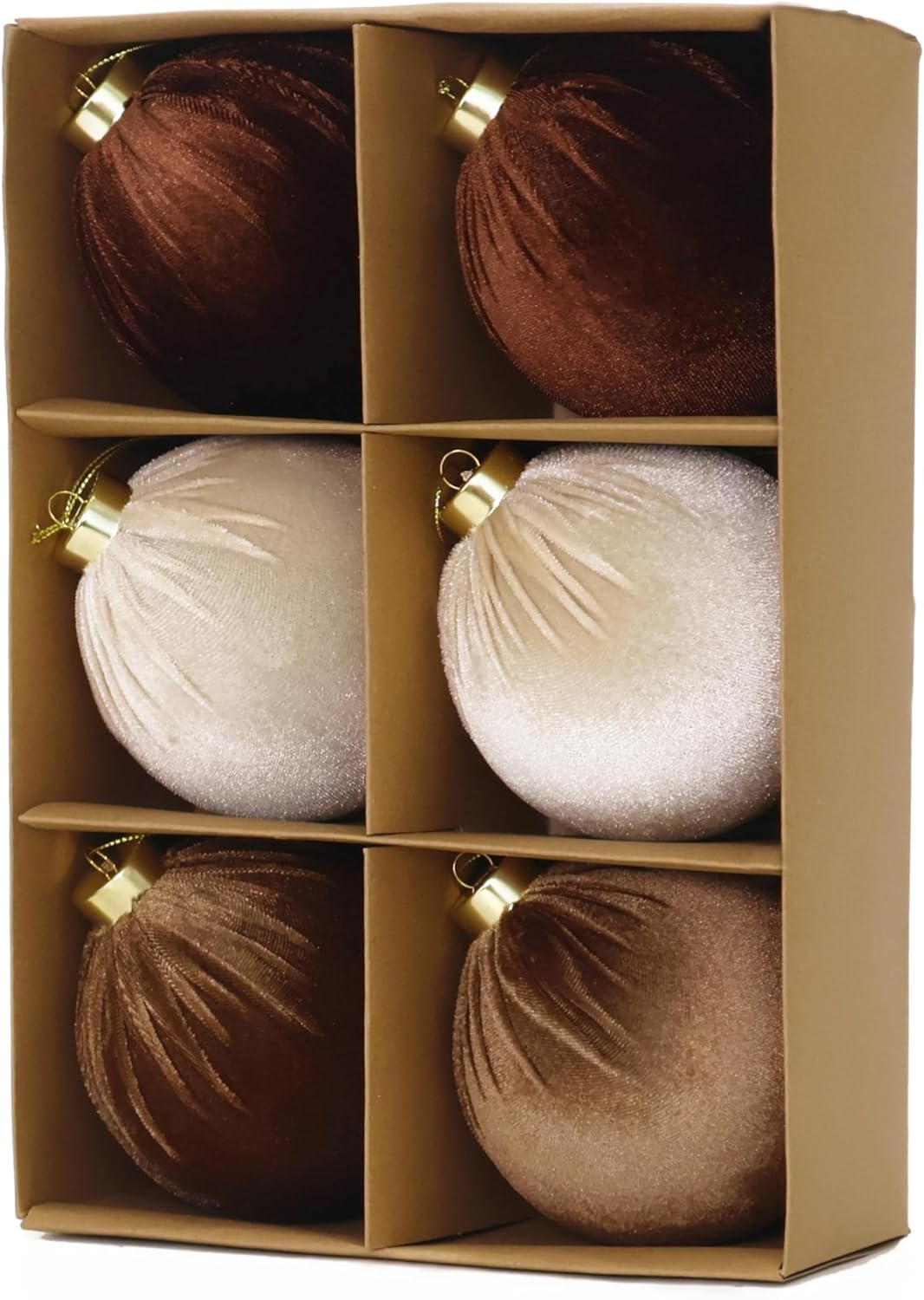 4inch Velvet Christmas Ornaments, 6pcs Multicolor Flocked Ornaments for Christmas Tree Decorations