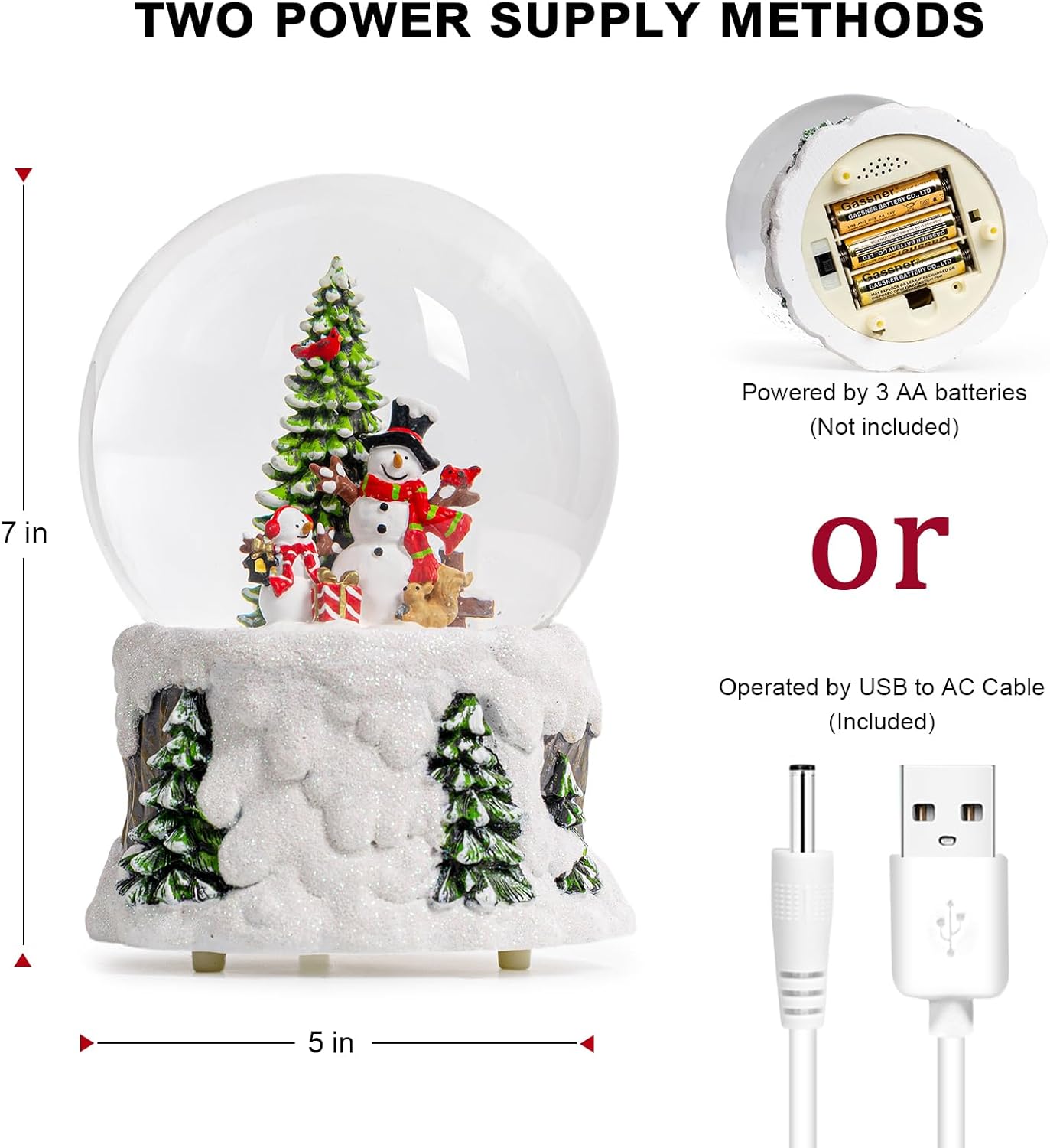 Christmas Snow Globe Lantern Water Glittering Snowman Scene with Music & Timer, USB Lined/Battery Operated Lighted Water Lantern for Christmas Festival Decoration Gifts