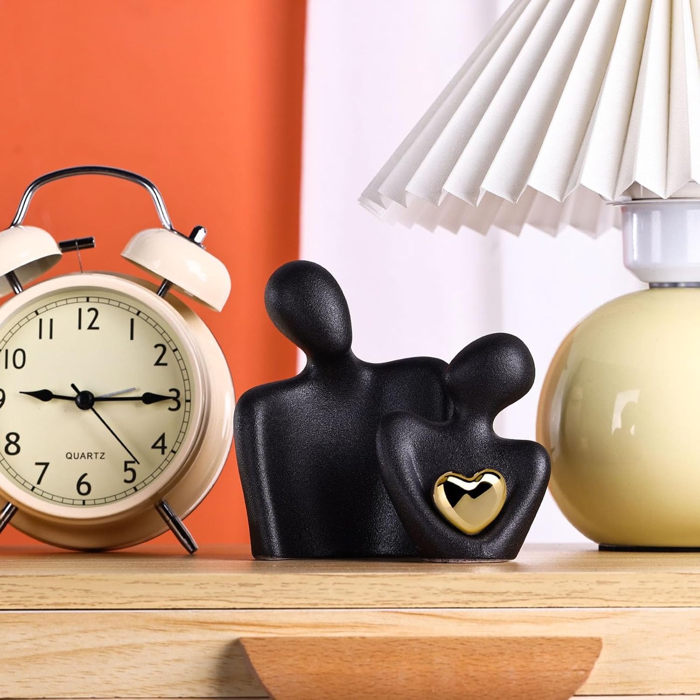 Mini Couple Statue Tv Stand Decor Items for Living Room,Bedroom Decor for Couples Sculpture Knick Knacks for Shelves,Gold Gifts for Valentine Anniversary Birthday,4.72in Show Pieces for Home Decor