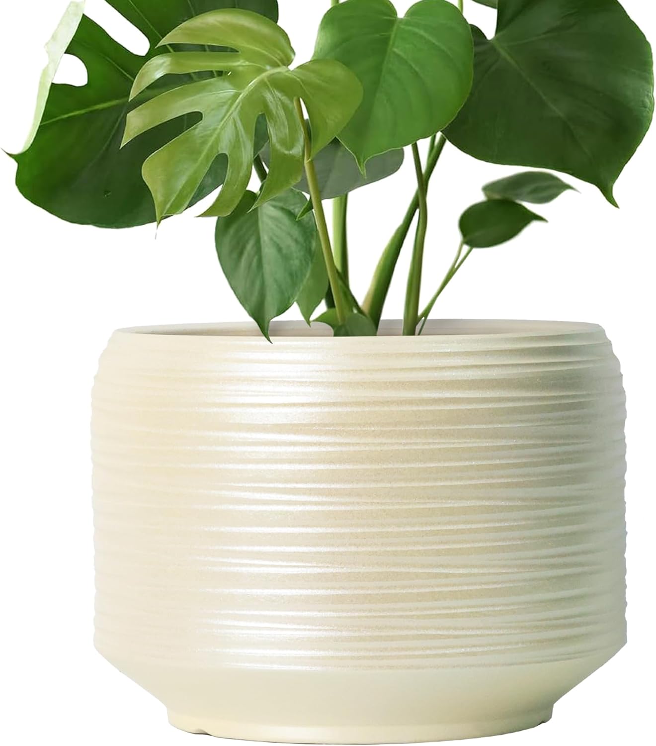 10 Inch Ceramic Plant Pot with Drainage – Large Flower Pot for Indoor Outdoor Plants, Modern Decorative Planter for Patio, Balcony, Garden, or Home Decor
