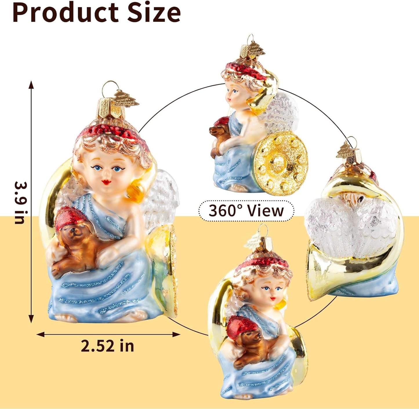 Angle Christmas Ornaments,Hand-Blown Glass Ornaments for Christmas Tree, Angle Watcher Collection Figurine Hanging Ornament,Glass Christmas Decorations for Angle Lovers Holiday Party Home Gifts