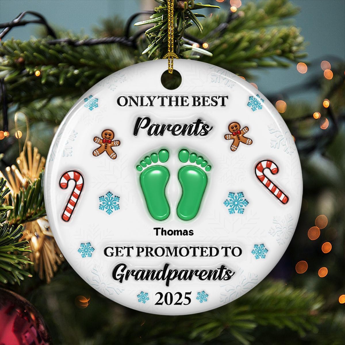 Personalized Gift for Fathers - Congratulations On Your New Grandkid 3D Ceramic Ornament, Perfect Pregnancy Surprise to Celebrate Grandparenthood