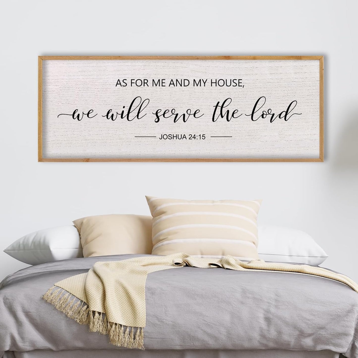 LuZhiQiang As For Me And My House We Will Serve The Lord Wall Decor Sign 40"X15" Bible Verse Religious Scripture Wall Art (Wood)