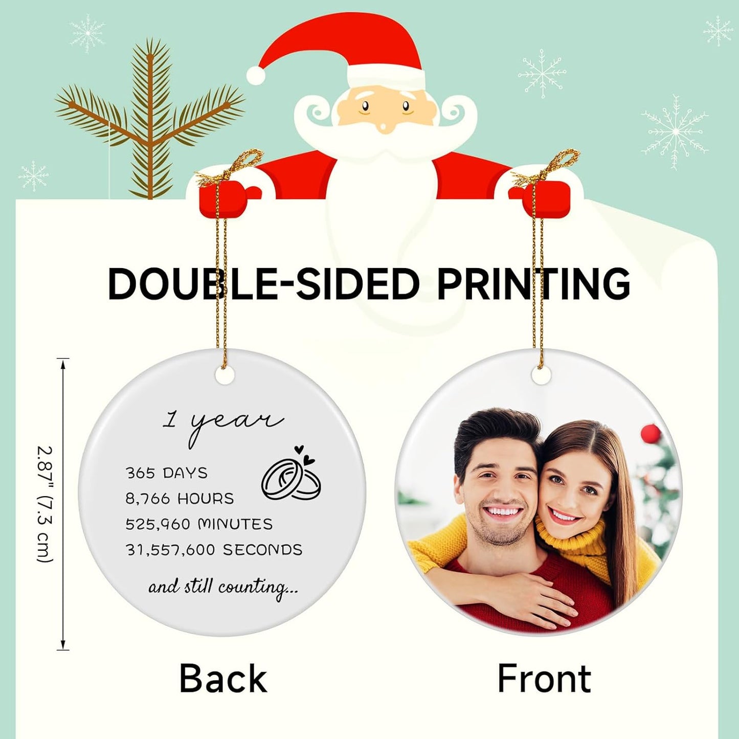 Personalized 1-60 Years Wedding for Couple Parents Ceramic Personalized Christmas Ornaments 2025 Custom Year Days Hours Minutes Seconds Wedding Anniversary Decoration