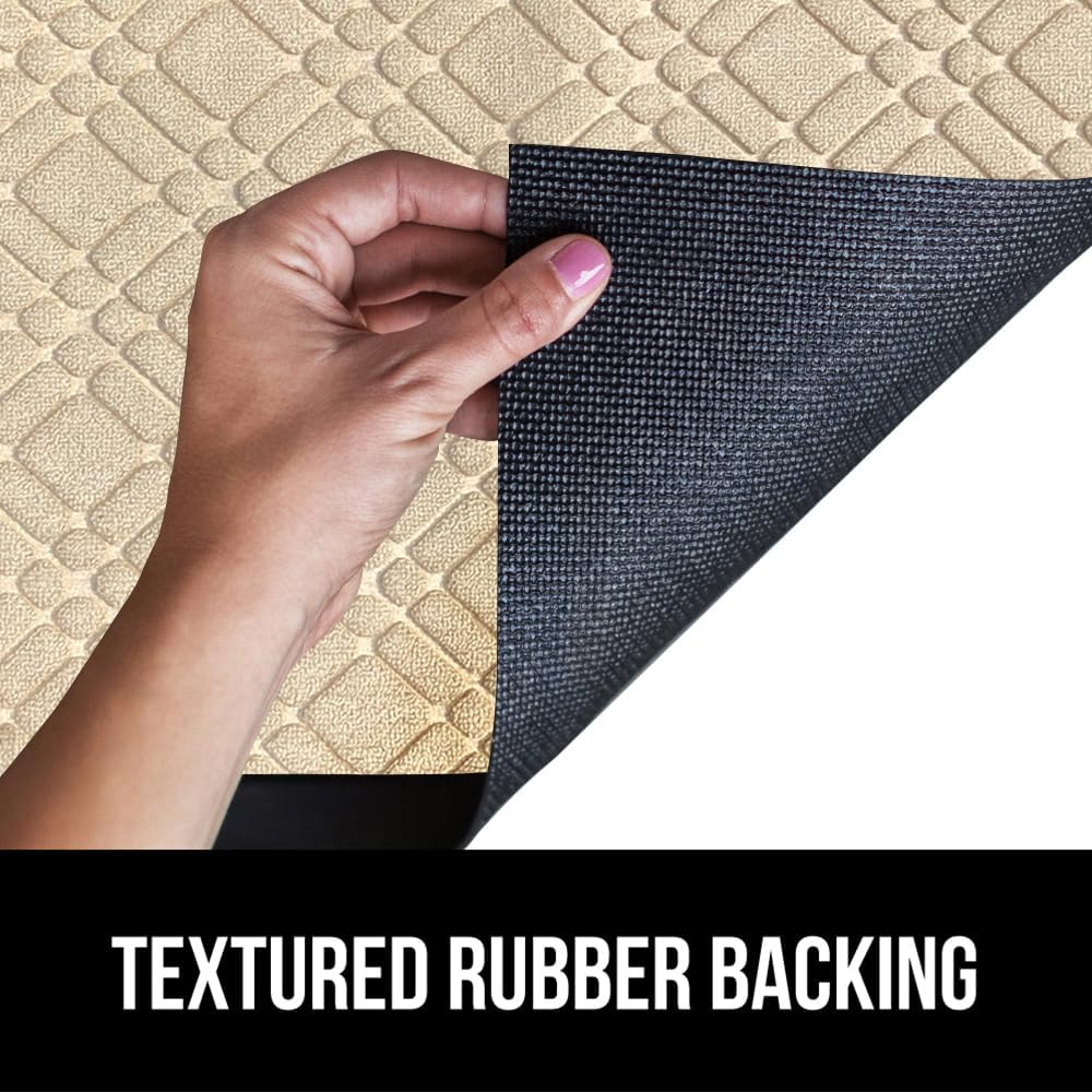 GORILLA GRIP 100% Waterproof All-Season WeatherMax Doormat, 47x35, US Designed Natural Rubber, Stain and Fade Resistant, Low Profile Indoor Outdoor Door Mats, Easy Clean Patio Mat, Modern Latte