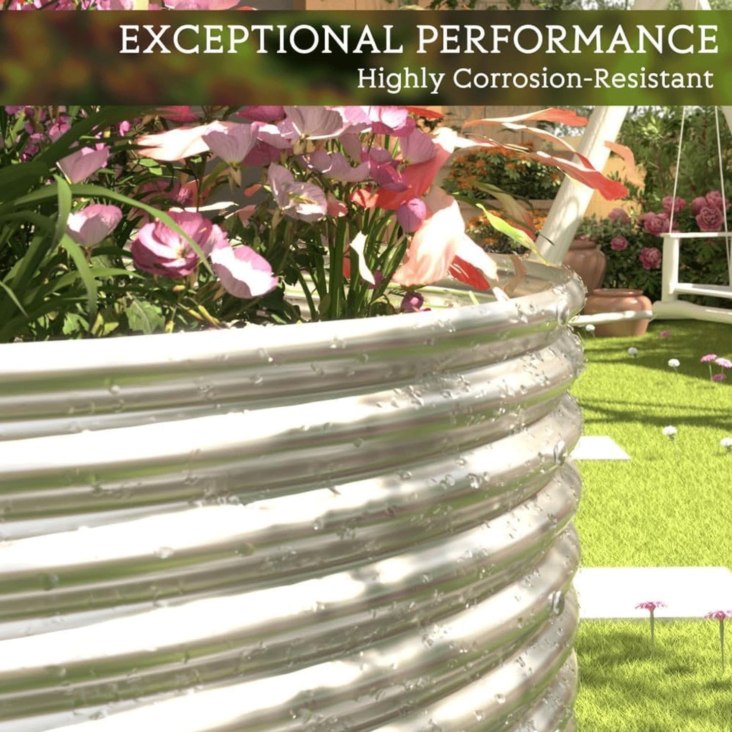 2 Pack Tall Galvanized Raised Garden Bed Outdoor,Metal Garden Bed for Vegetables,Steel Raised Beds for Gardening,Above Ground Garden Box for Flower-37x20 inch-4MV