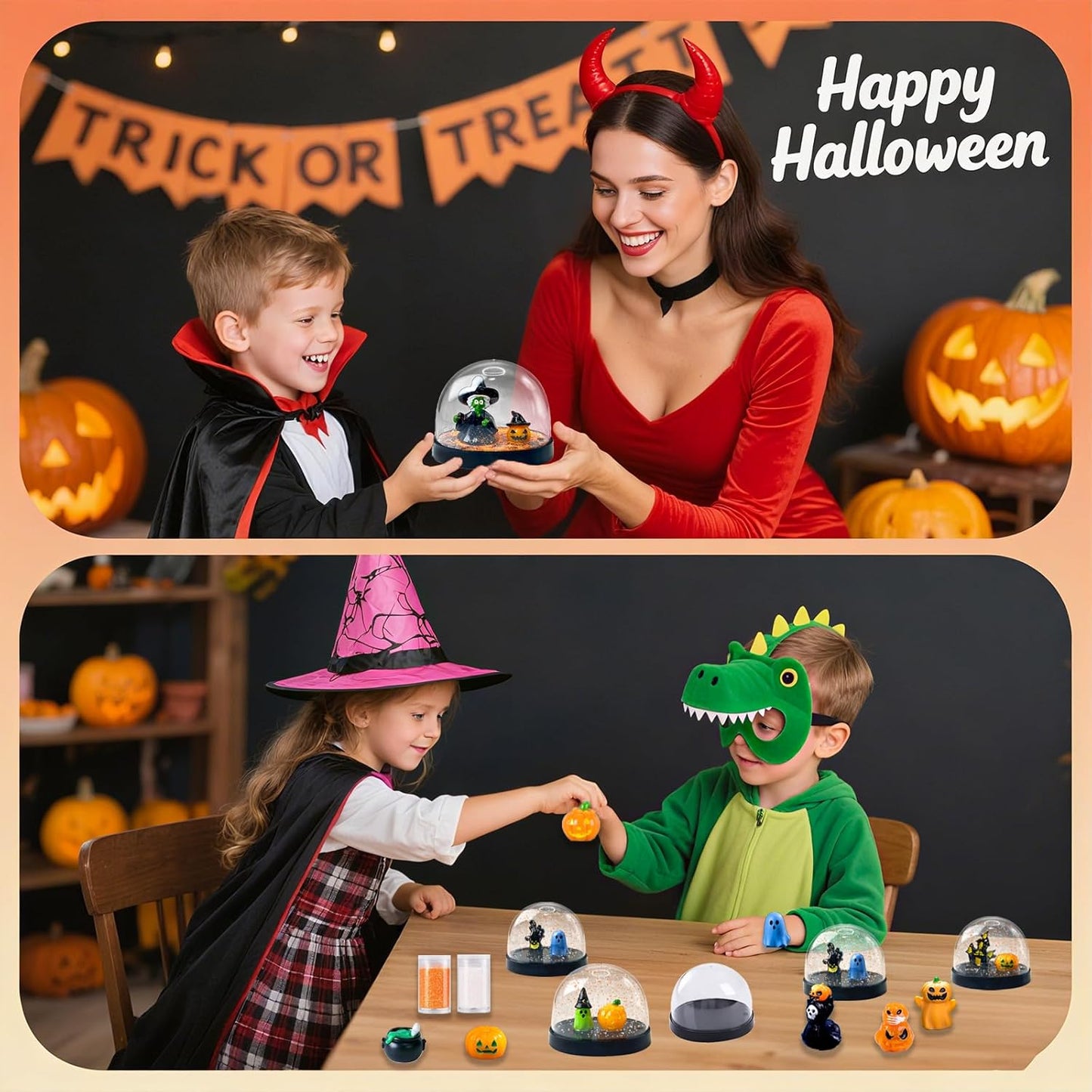 Halloween Snow Globes Making Kit - Make Your Own Snow Globes, Halloween Crafts for DIY Water Globes, Halloween Activities and Gift, Halloween Decorations for Home(6 Packs)