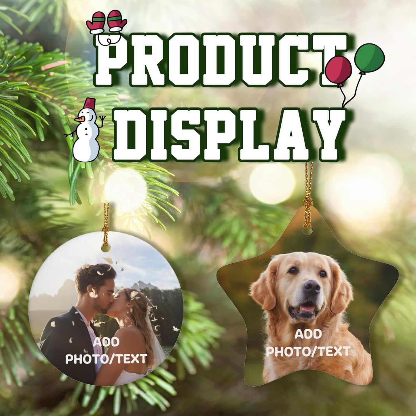 Personalized Christmas Ornaments 2025 Custom Ornament Xmas Photo Ornament Customized Gifts Round 2pcs