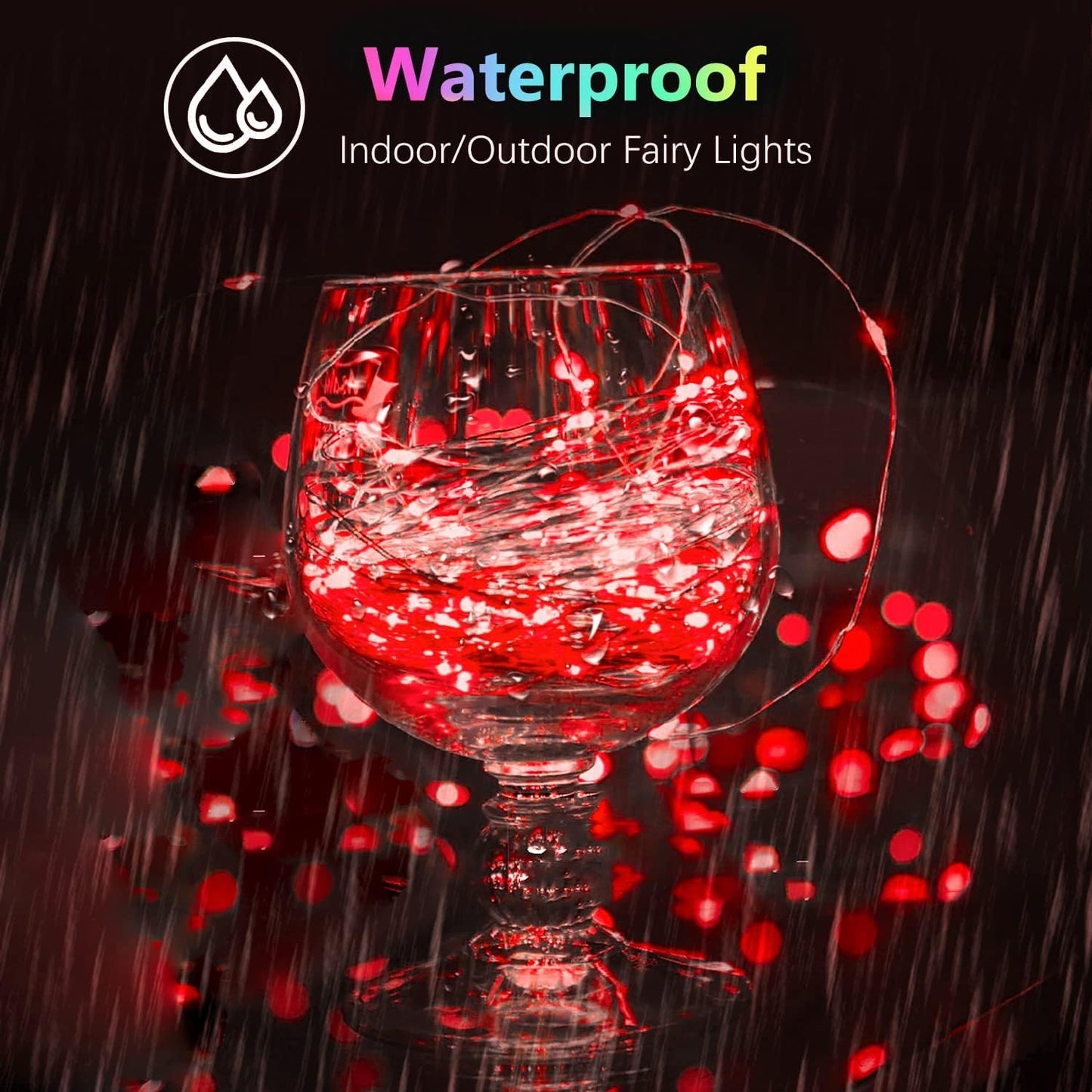 2 Pack 100LED Battery Operated Fairy Lights with Remote, 8 Modes LED String Lights with Timer, Dimmable, Memory Function, Waterproof Twinkle Lights for Outdoor Indoor Christmas Decor(Red)